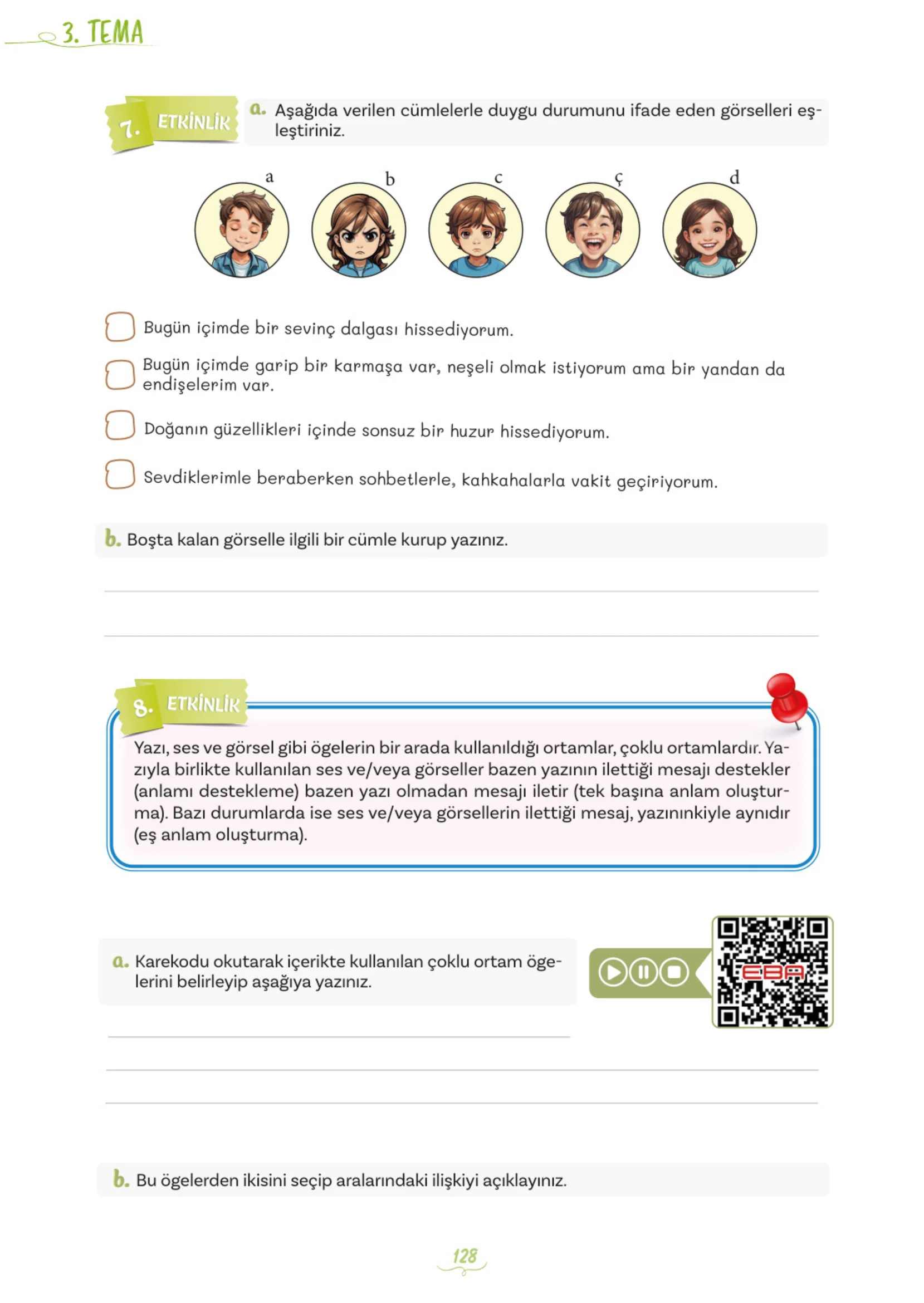 5. Sınıf Türkçe Ders Kitabı Cevapları Meb Yayınları 1. Kitap Sayfa 128