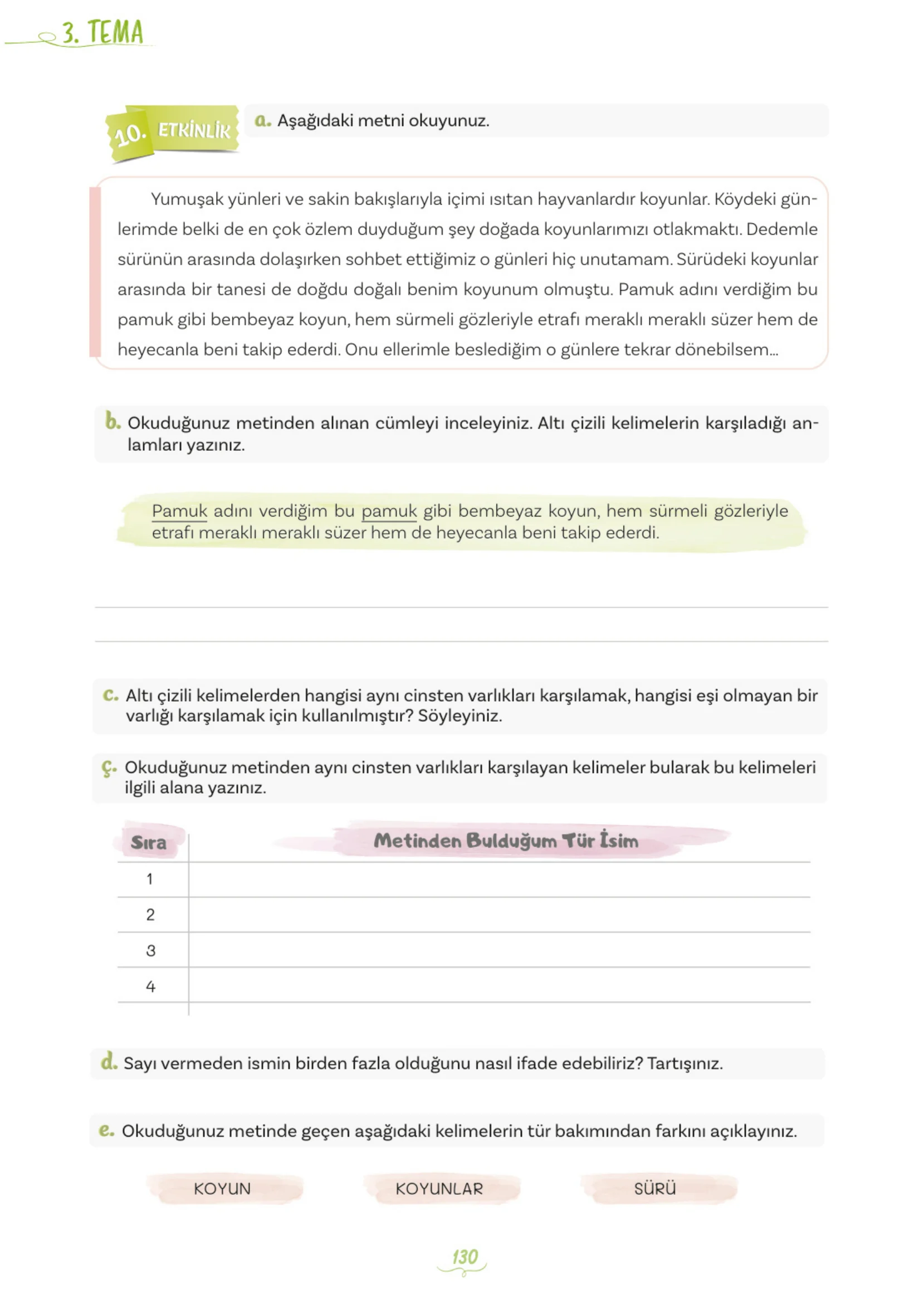 5. Sınıf Türkçe Ders Kitabı Cevapları Meb Yayınları 1. Kitap Sayfa 130