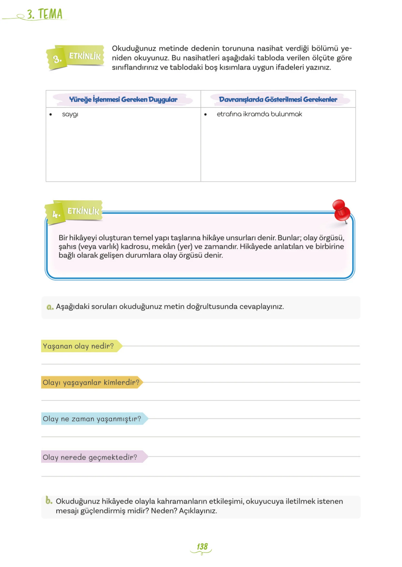 5. Sınıf Türkçe Ders Kitabı Cevapları Meb Yayınları 1. Kitap Sayfa 138