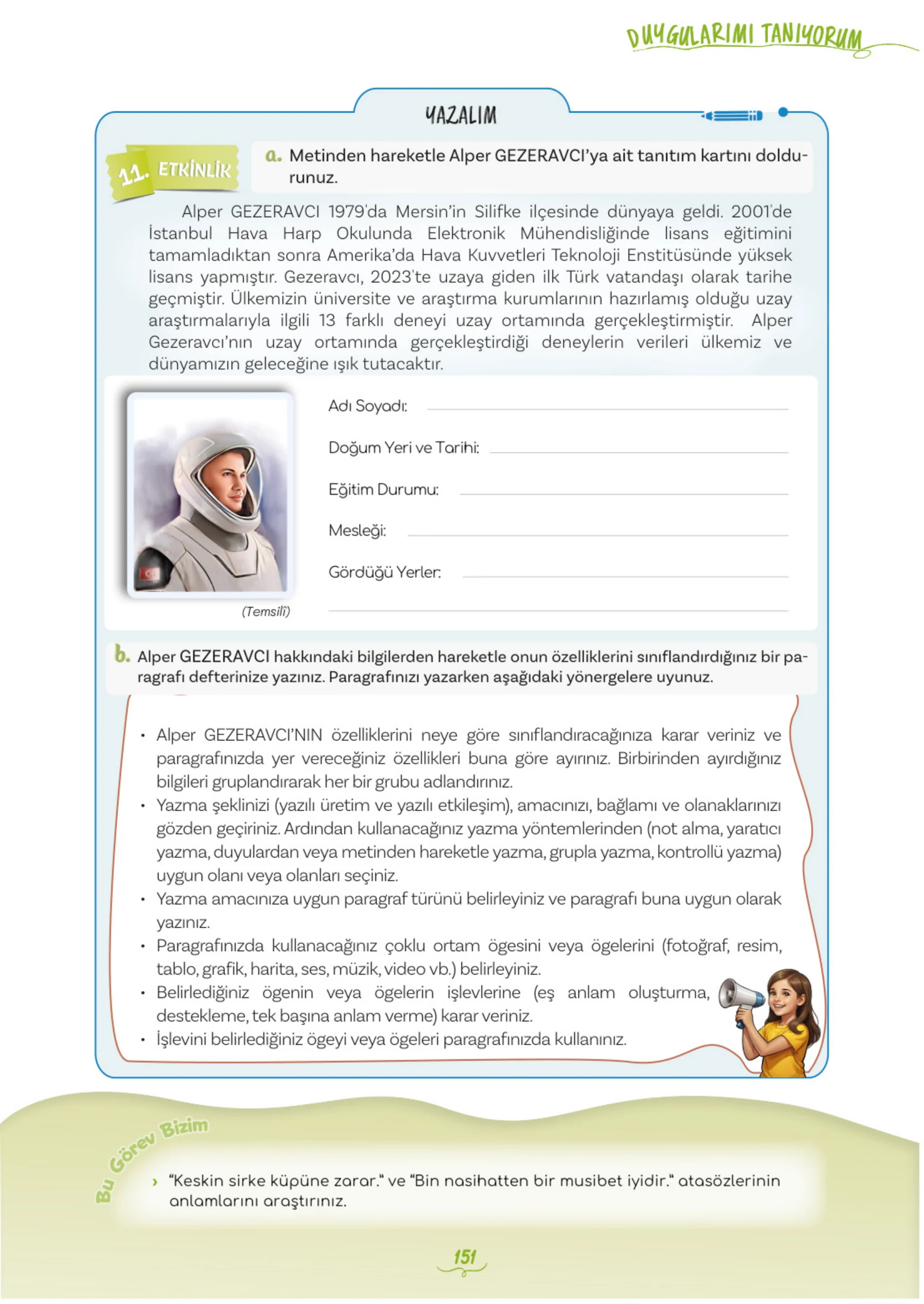 5. Sınıf Türkçe Ders Kitabı Cevapları Meb Yayınları 1. Kitap Sayfa 151