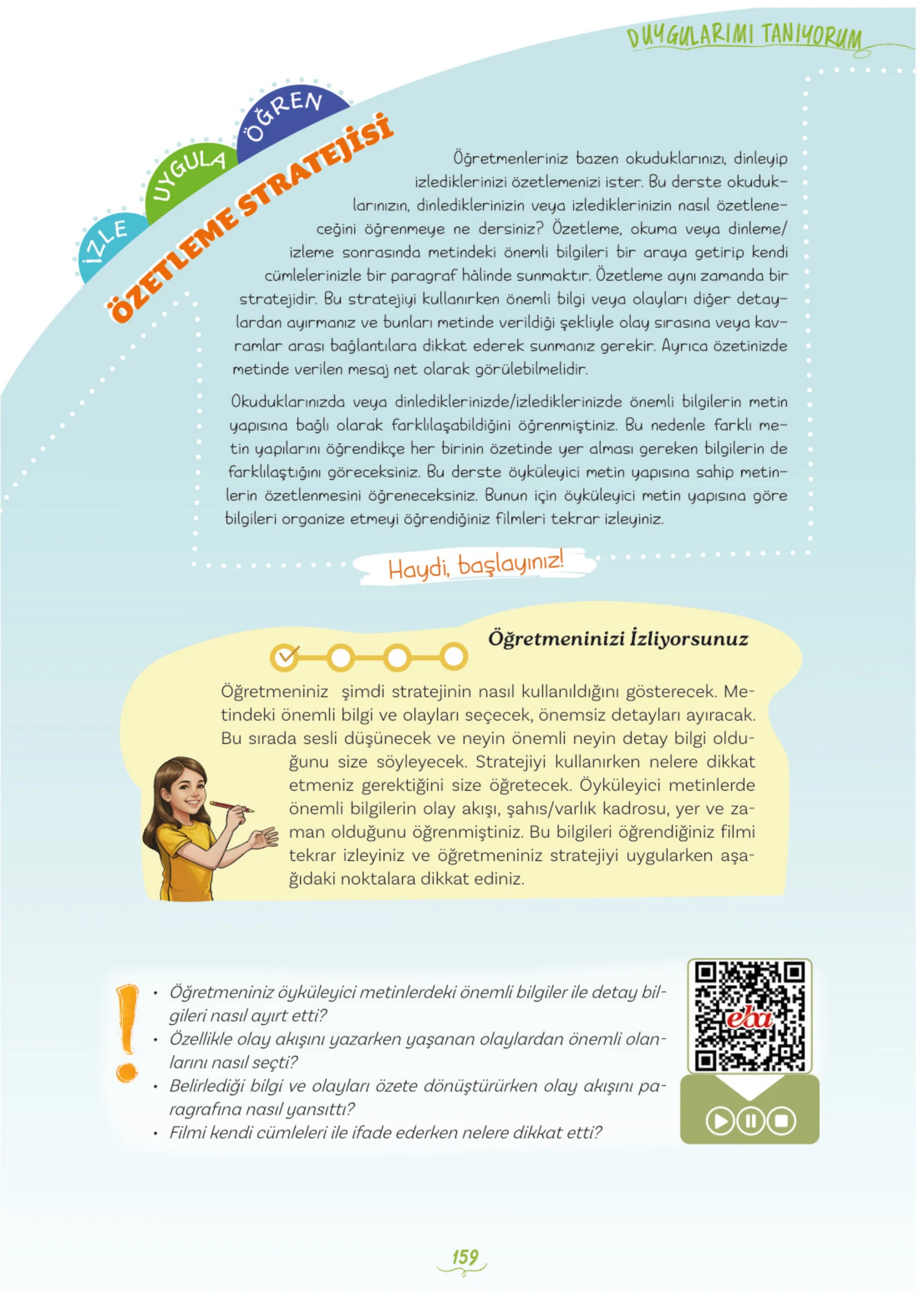 5. Sınıf Türkçe Ders Kitabı Cevapları Meb Yayınları 1. Kitap Sayfa 159