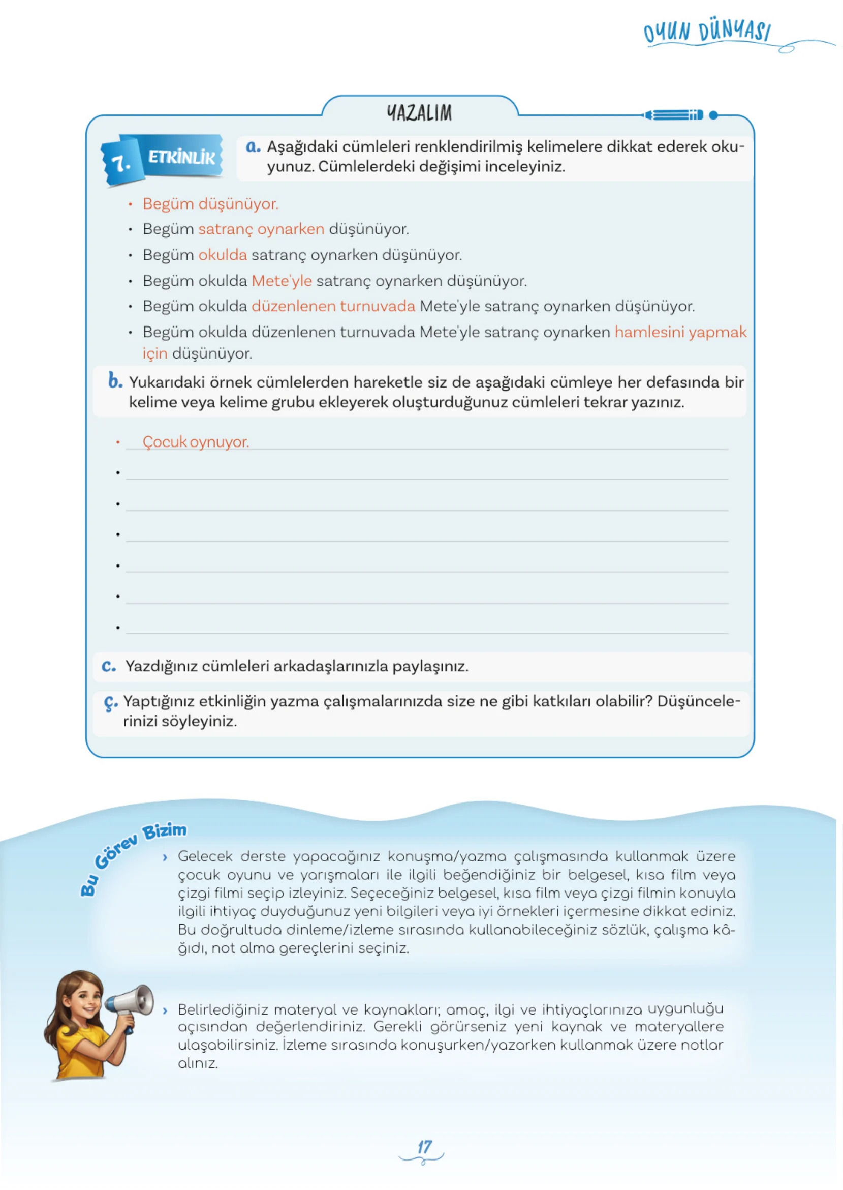 5. Sınıf Türkçe Ders Kitabı Cevapları Meb Yayınları 1. Kitap Sayfa 17