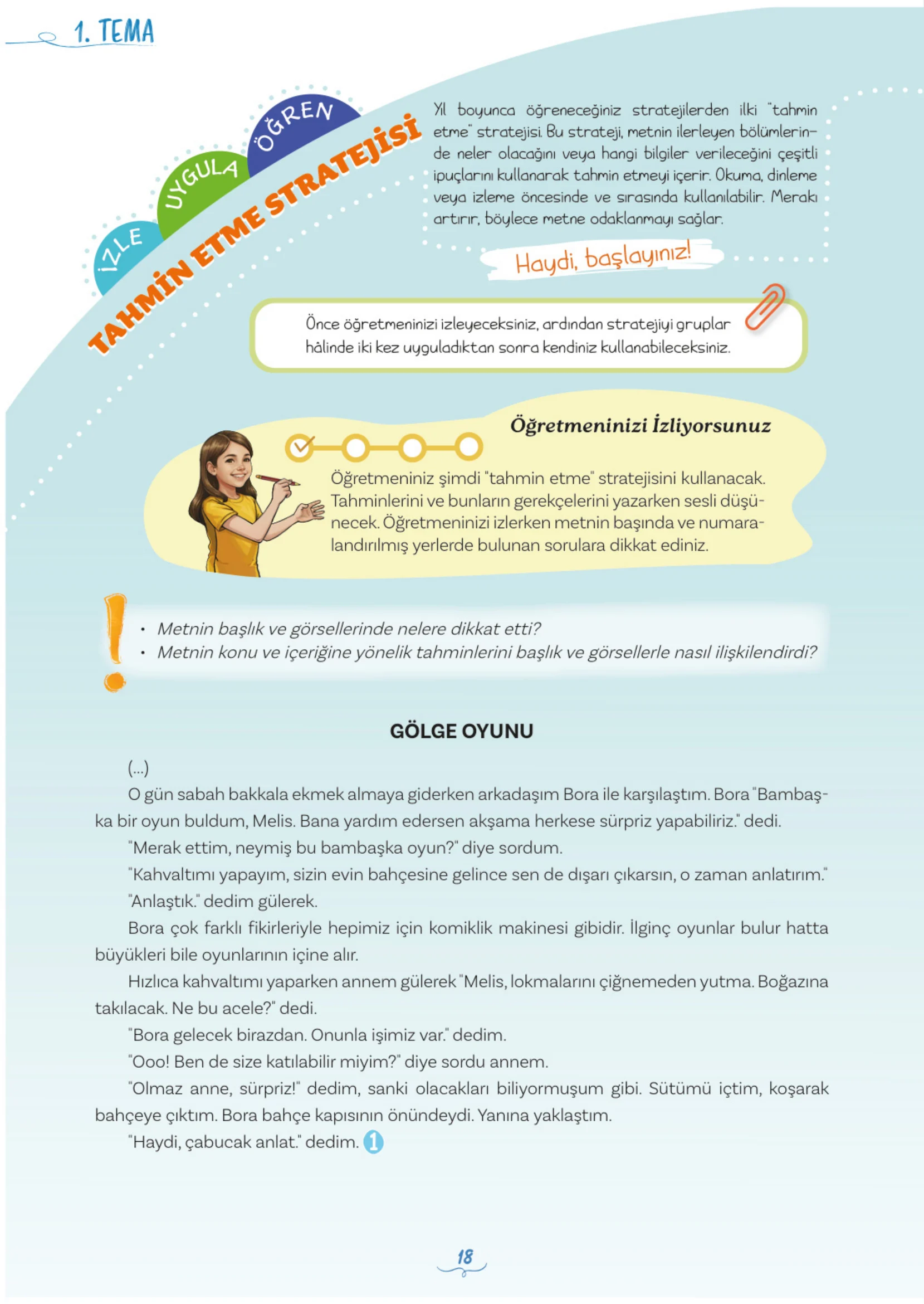 5. Sınıf Türkçe Ders Kitabı Cevapları Meb Yayınları 1. Kitap Sayfa 18