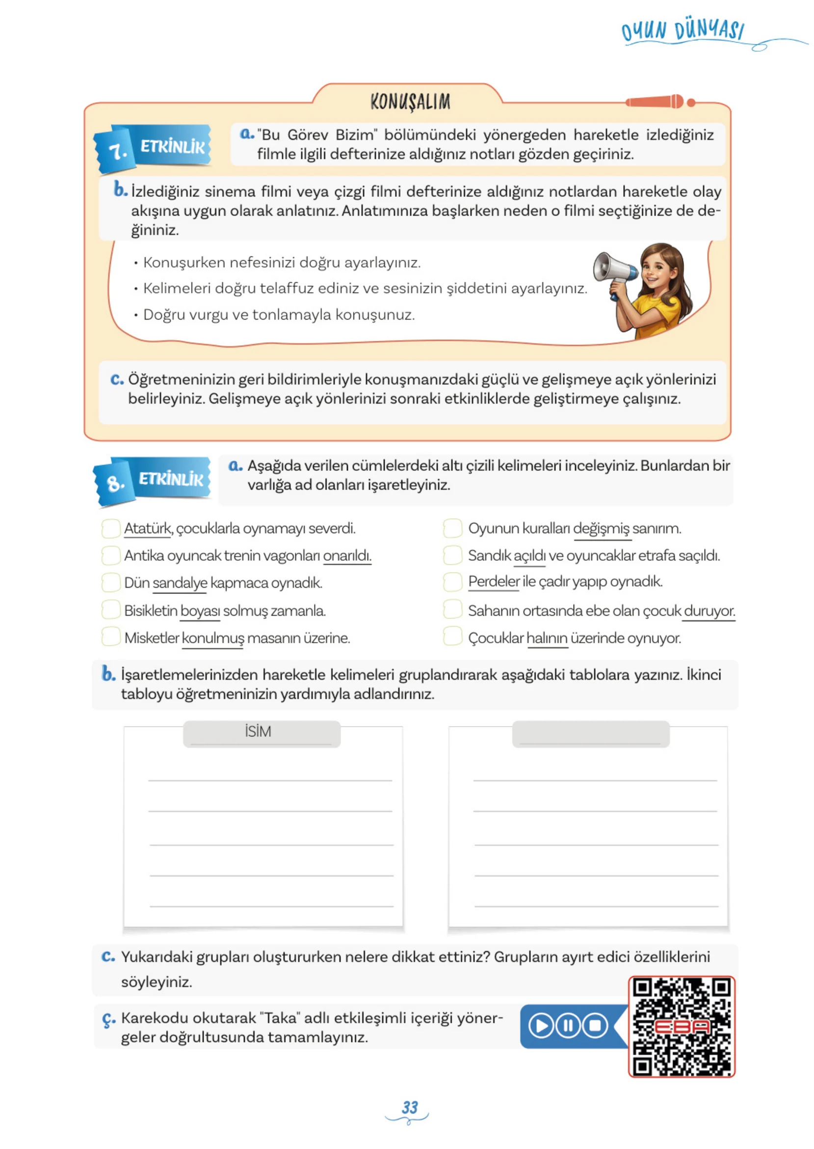 5. Sınıf Türkçe Ders Kitabı Cevapları Meb Yayınları 1. Kitap Sayfa 33