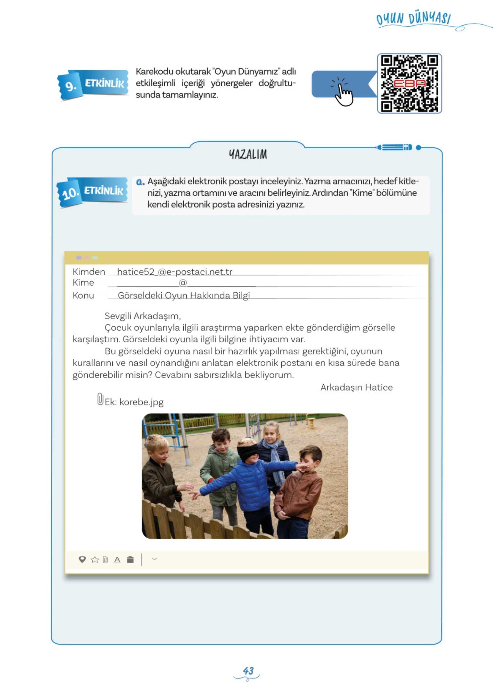 5. Sınıf Türkçe Ders Kitabı Cevapları Meb Yayınları 1. Kitap Sayfa 43
