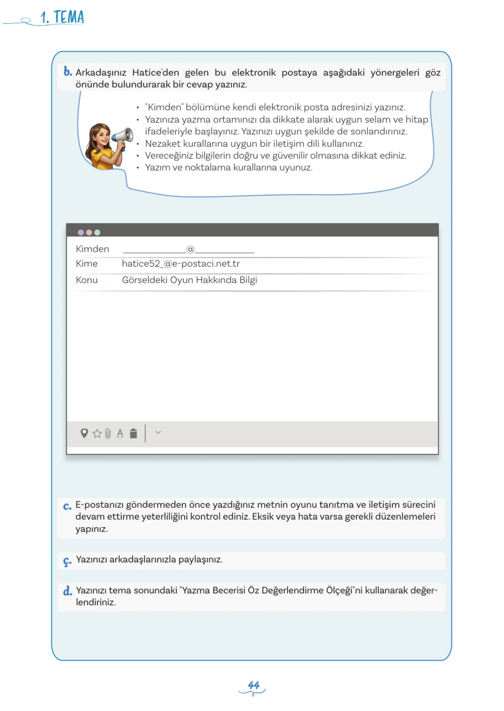 5. Sınıf Türkçe Ders Kitabı Cevapları Meb Yayınları 1. Kitap Sayfa 44