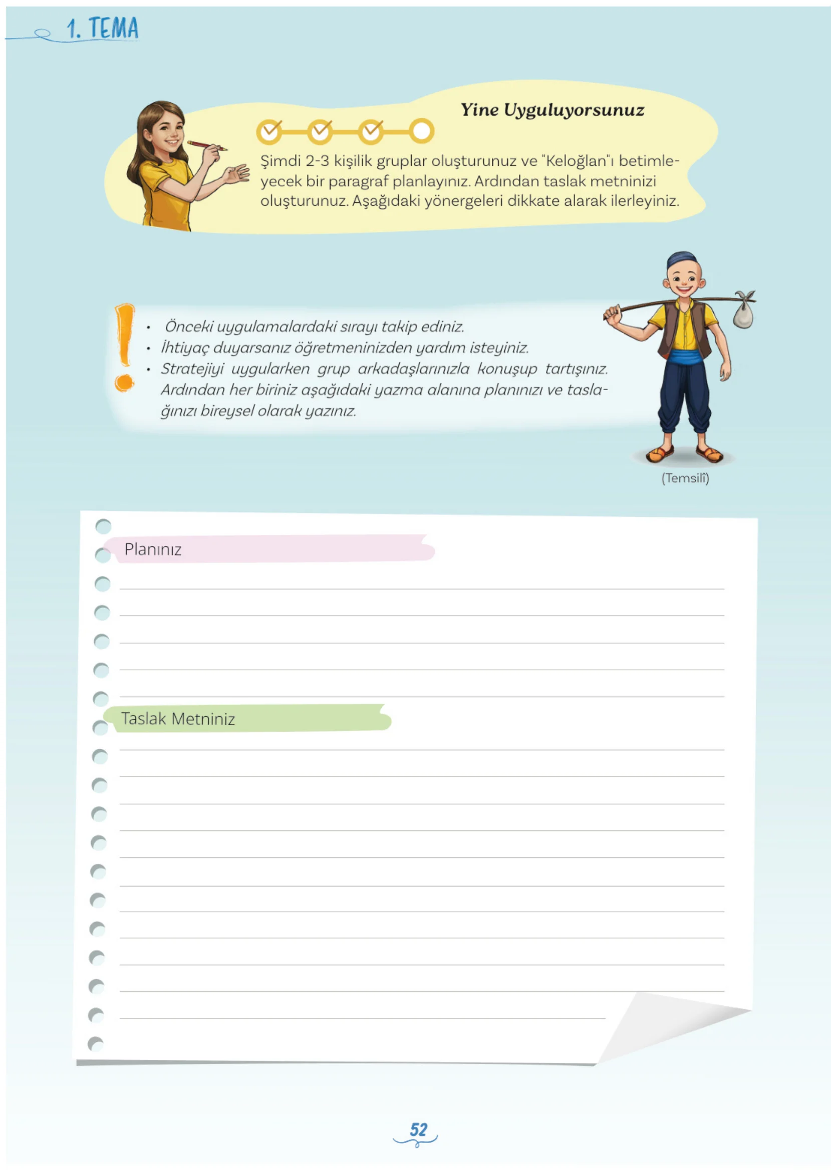 5. Sınıf Türkçe Ders Kitabı Cevapları Meb Yayınları 1. Kitap Sayfa 52