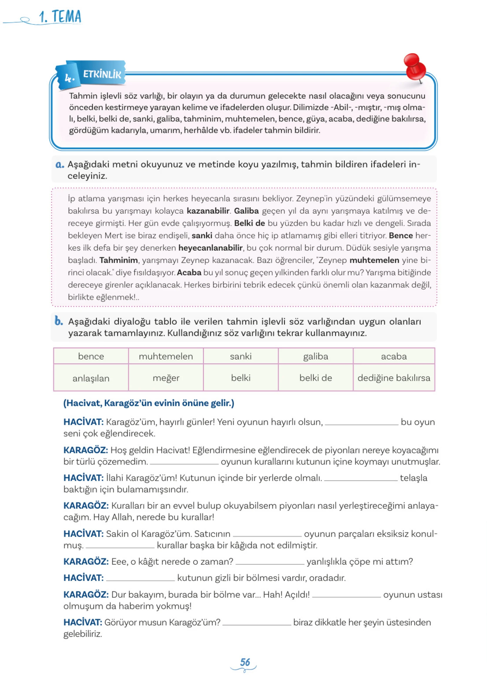 5. Sınıf Türkçe Ders Kitabı Cevapları Meb Yayınları 1. Kitap Sayfa 56