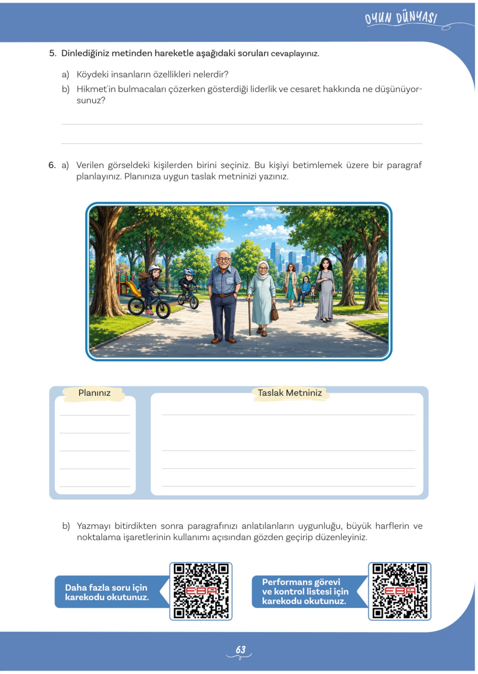 5. Sınıf Türkçe Ders Kitabı Cevapları Meb Yayınları 1. Kitap Sayfa 63