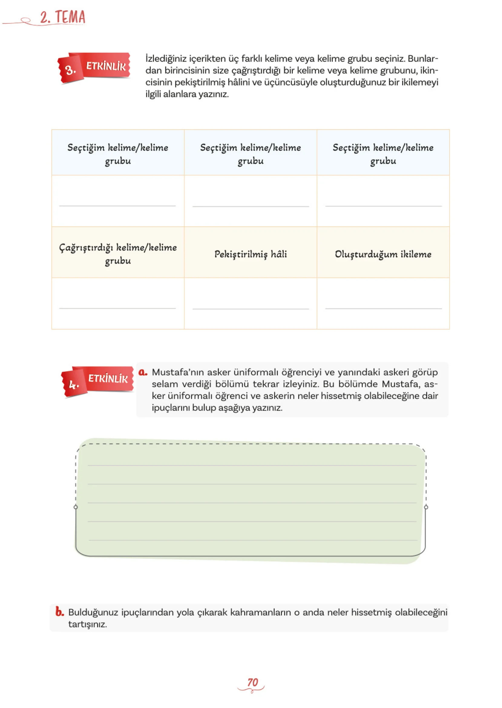 5. Sınıf Türkçe Ders Kitabı Cevapları Meb Yayınları 1. Kitap Sayfa 70
