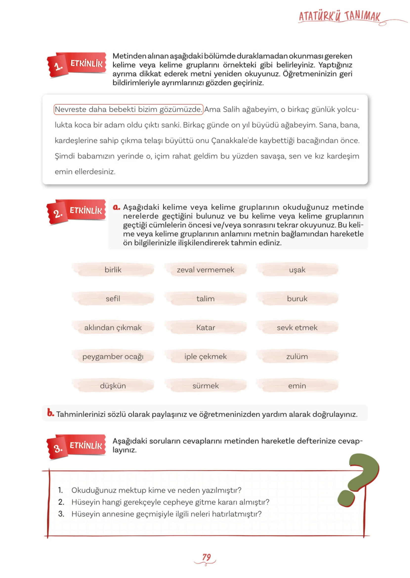 5. Sınıf Türkçe Ders Kitabı Cevapları Meb Yayınları 1. Kitap Sayfa 79