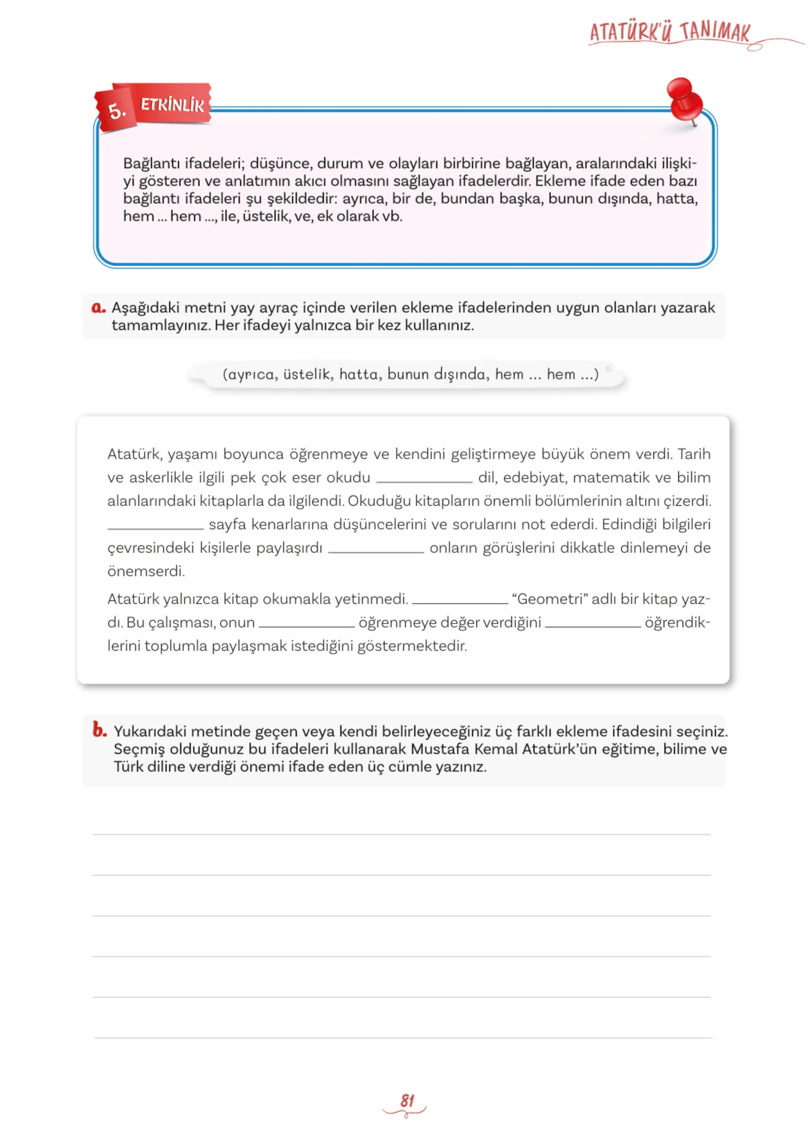 5. Sınıf Türkçe Ders Kitabı Cevapları Meb Yayınları 1. Kitap Sayfa 81