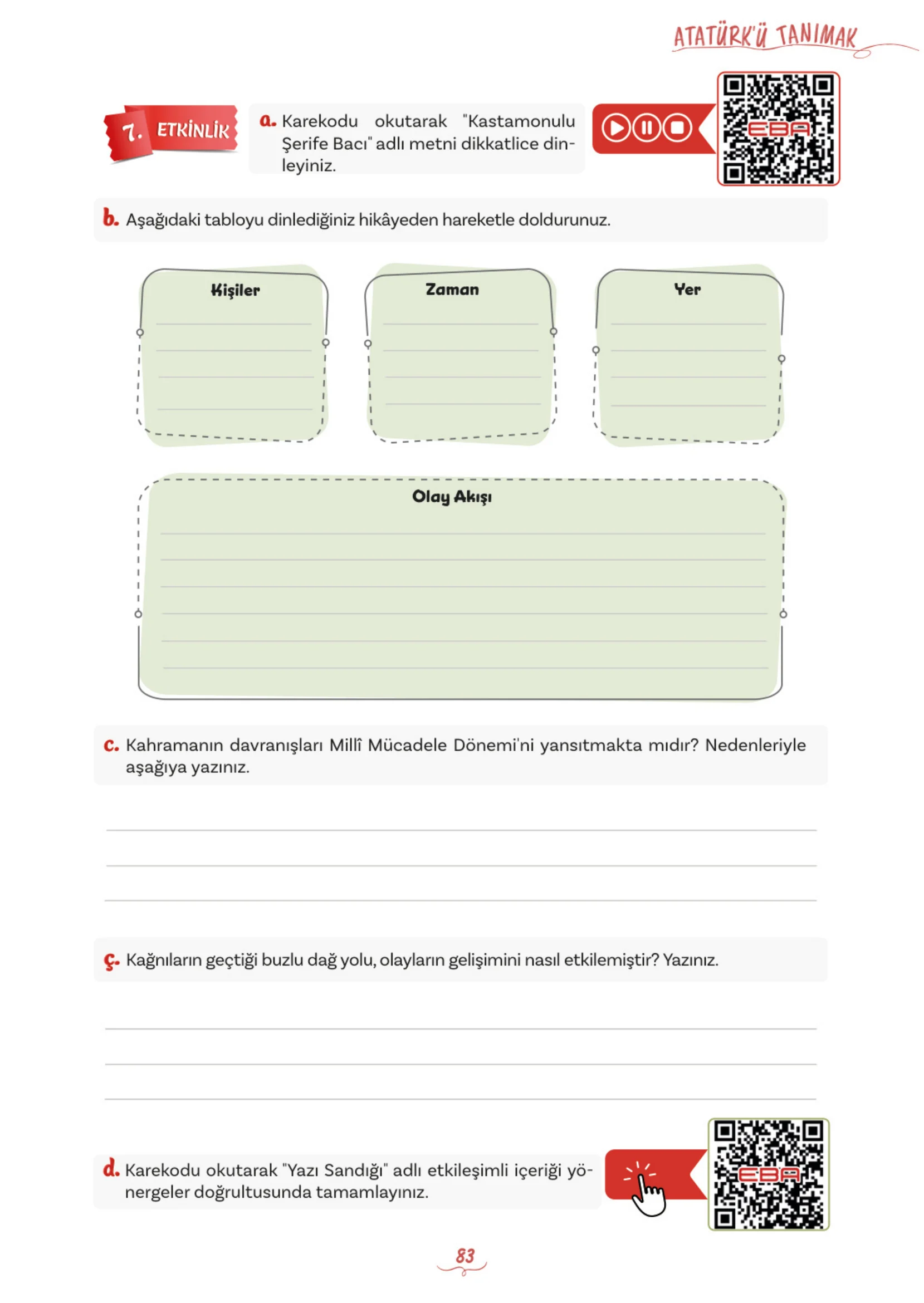 5. Sınıf Türkçe Ders Kitabı Cevapları Meb Yayınları 1. Kitap Sayfa 83