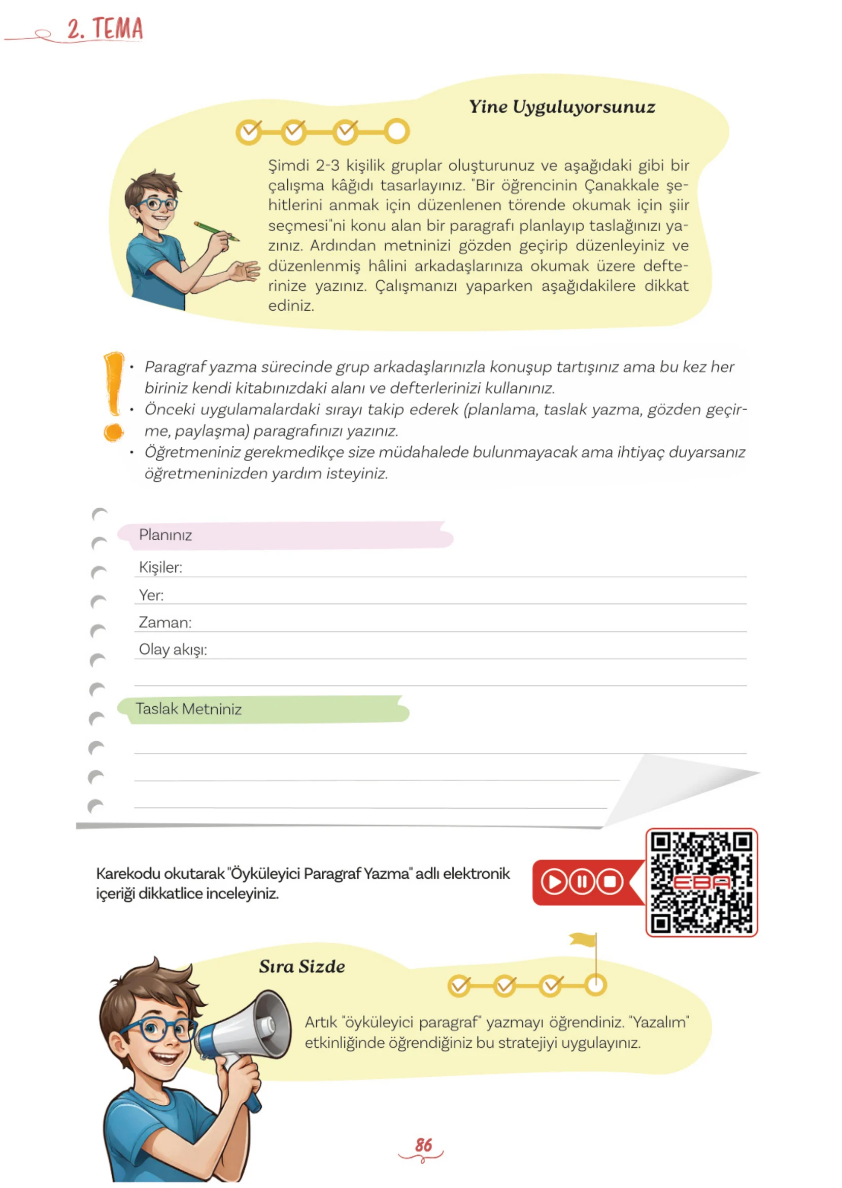 5. Sınıf Türkçe Ders Kitabı Cevapları Meb Yayınları 1. Kitap Sayfa 86