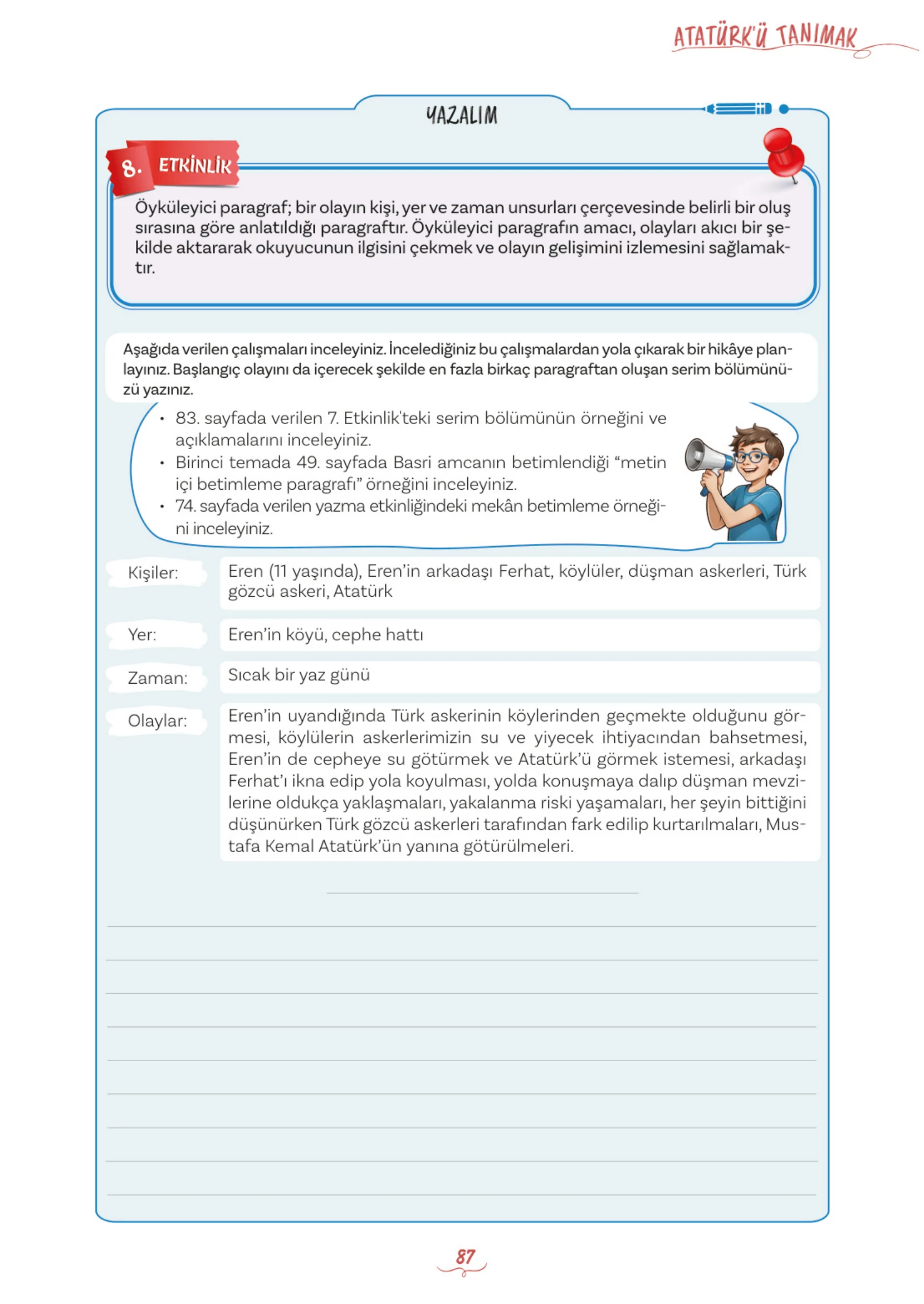 5. Sınıf Türkçe Ders Kitabı Cevapları Meb Yayınları 1. Kitap Sayfa 87