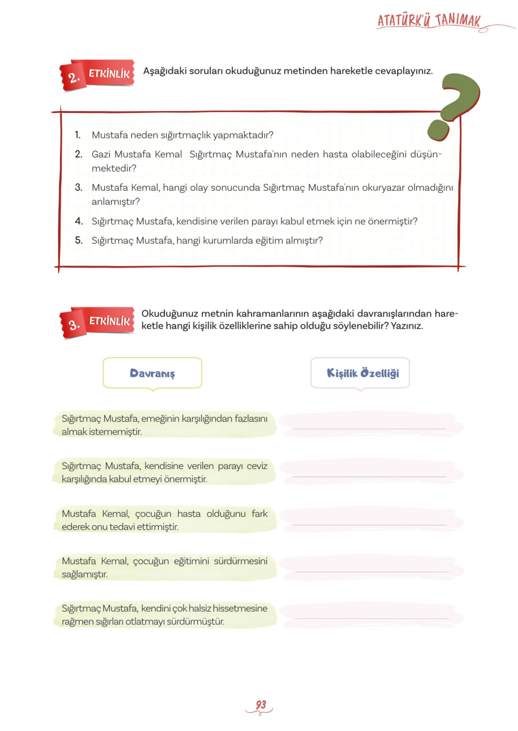 5. Sınıf Türkçe Ders Kitabı Cevapları Meb Yayınları 1. Kitap Sayfa 93