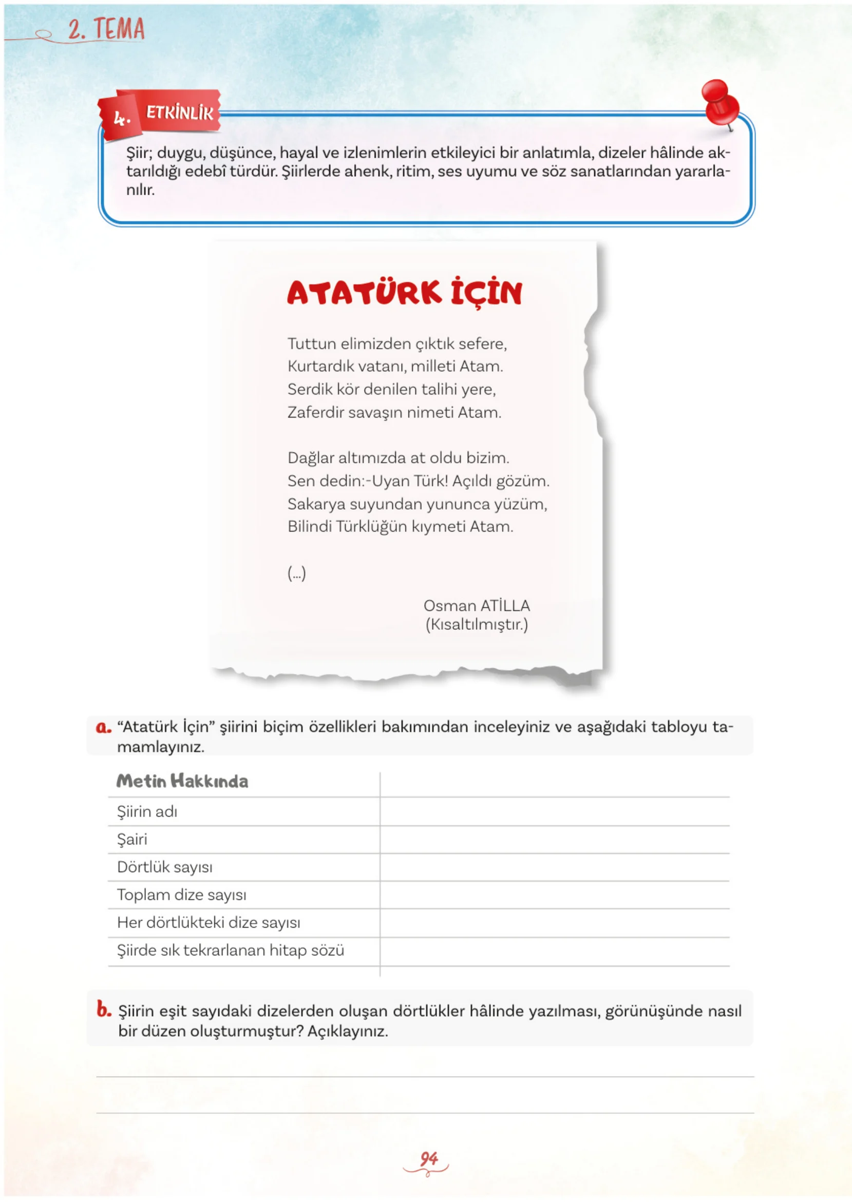 5. Sınıf Türkçe Ders Kitabı Cevapları Meb Yayınları 1. Kitap Sayfa 94