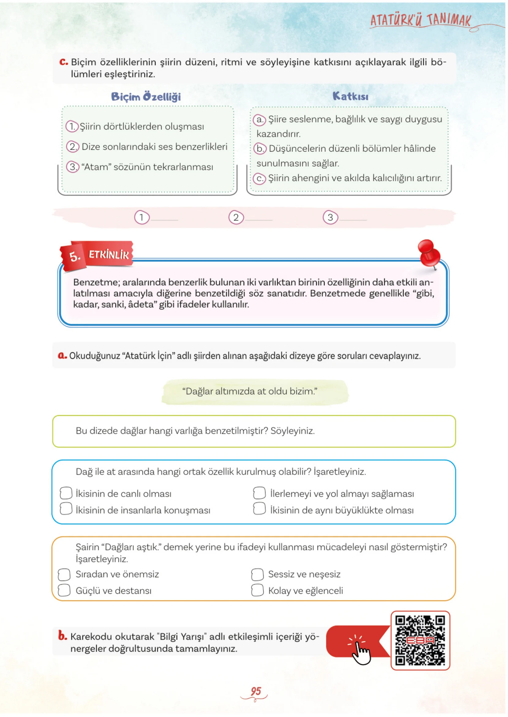 5. Sınıf Türkçe Ders Kitabı Cevapları Meb Yayınları 1. Kitap Sayfa 95