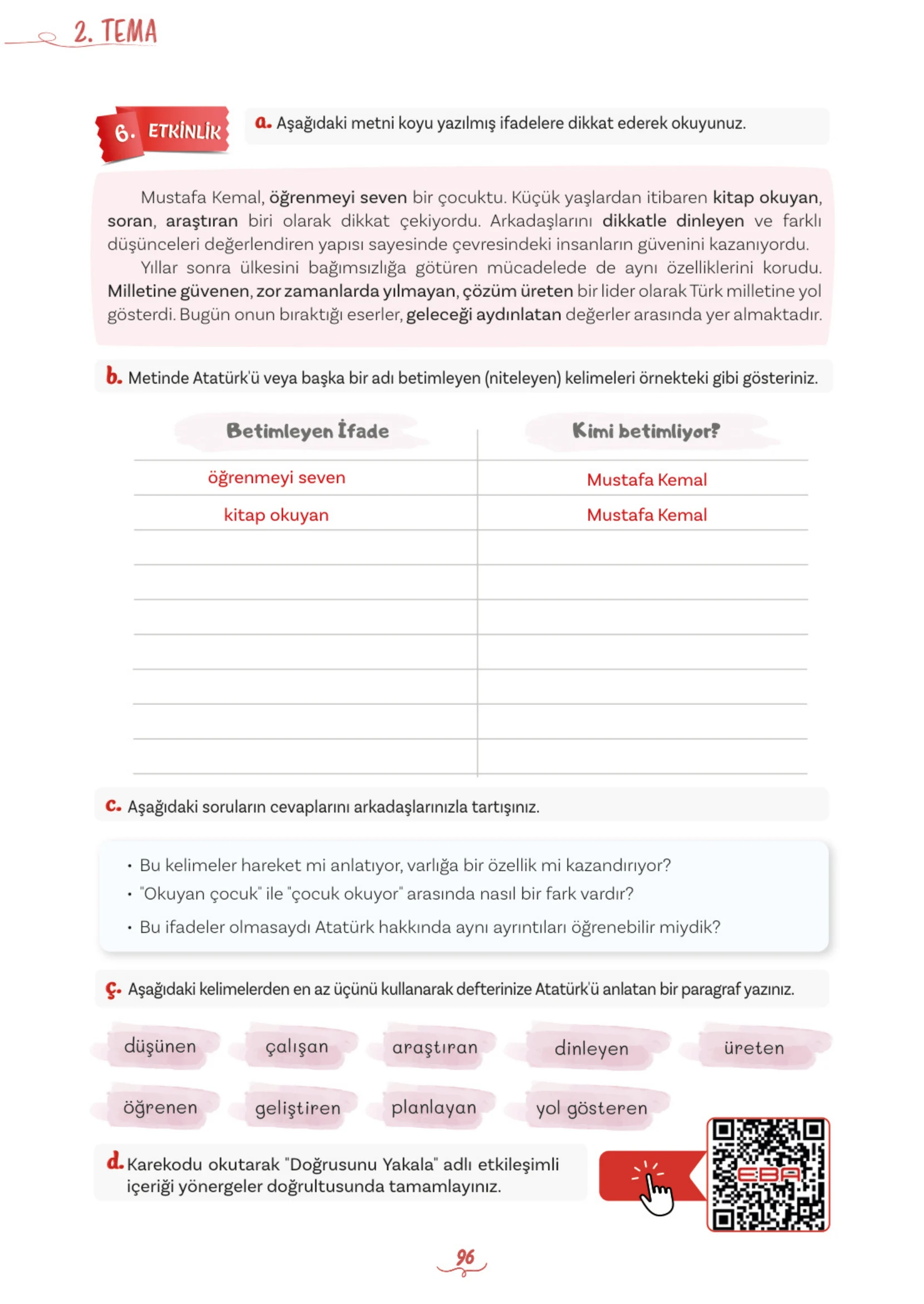 5. Sınıf Türkçe Ders Kitabı Cevapları Meb Yayınları 1. Kitap Sayfa 96