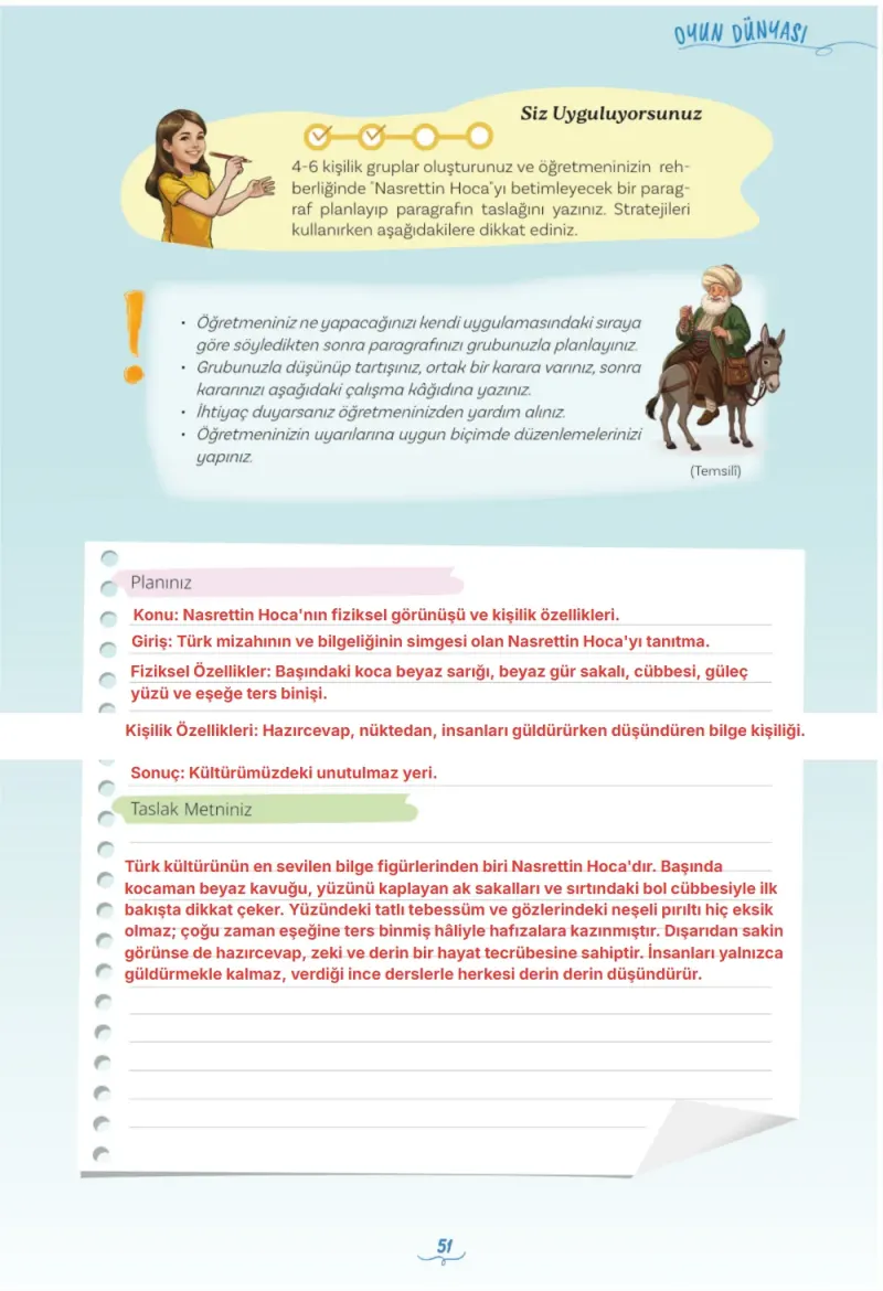 5. Sınıf Türkçe Ders Kitabı Cevapları Meb Yayınları 1. Kitap Sayfa 51 Çözüm Görseli