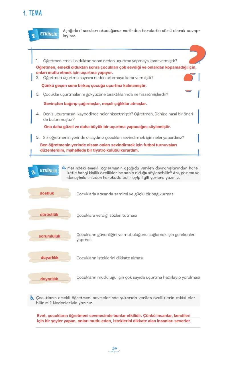5. Sınıf Türkçe Ders Kitabı Cevapları Meb Yayınları 1 Sayfa 54 Çözüm Görseli