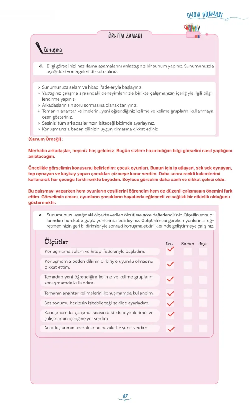 5. Sınıf Türkçe Ders Kitabı Cevapları Meb Yayınları 1 Sayfa 67 Çözüm Görseli