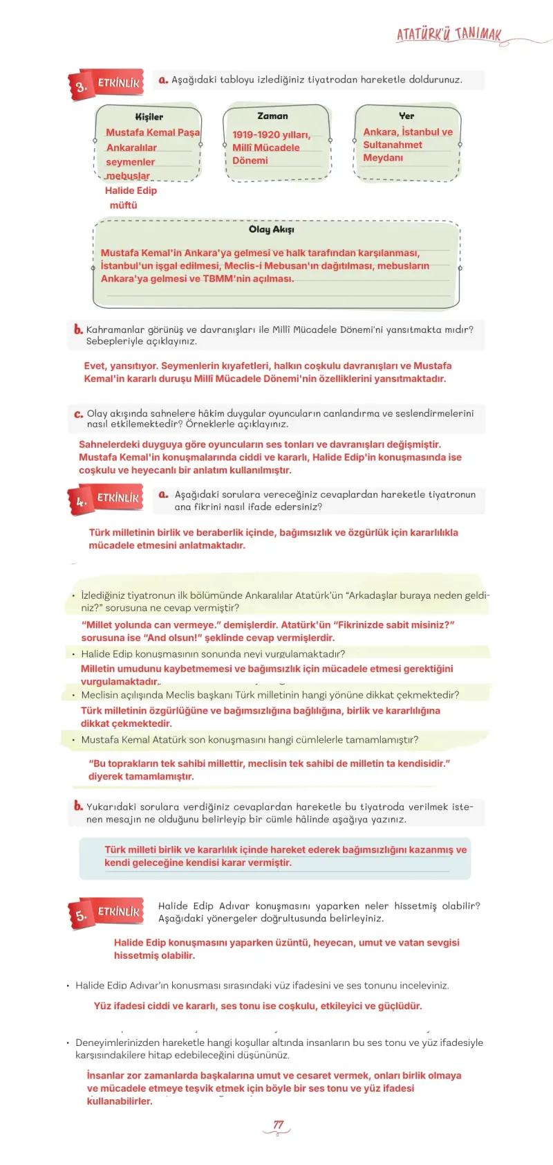 5. Sınıf Türkçe Ders Kitabı Cevapları Meb Yayınları 1 Sayfa 77 Çözüm Görseli