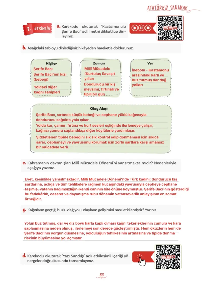 5. Sınıf Türkçe Ders Kitabı Cevapları Meb Yayınları 1. Kitap Sayfa 83 Çözüm Görseli