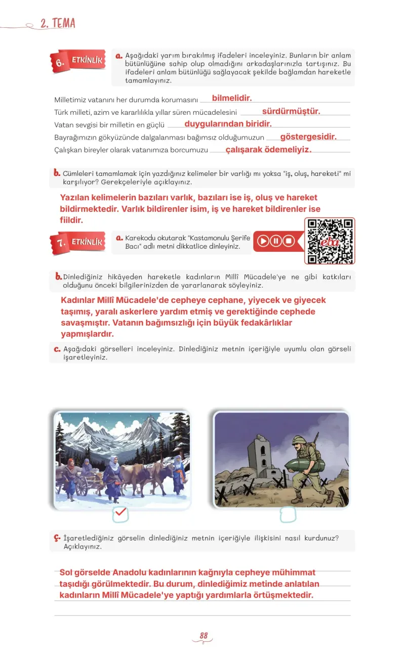 5. Sınıf Türkçe Ders Kitabı Cevapları Meb Yayınları 1 Sayfa 88 Çözüm Görseli