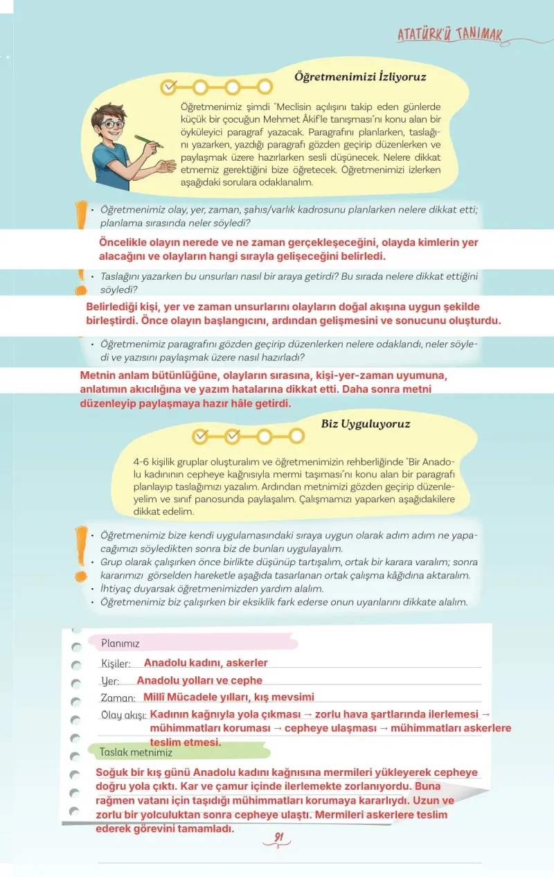5. Sınıf Türkçe Ders Kitabı Cevapları Meb Yayınları 1 Sayfa 91 Çözüm Görseli
