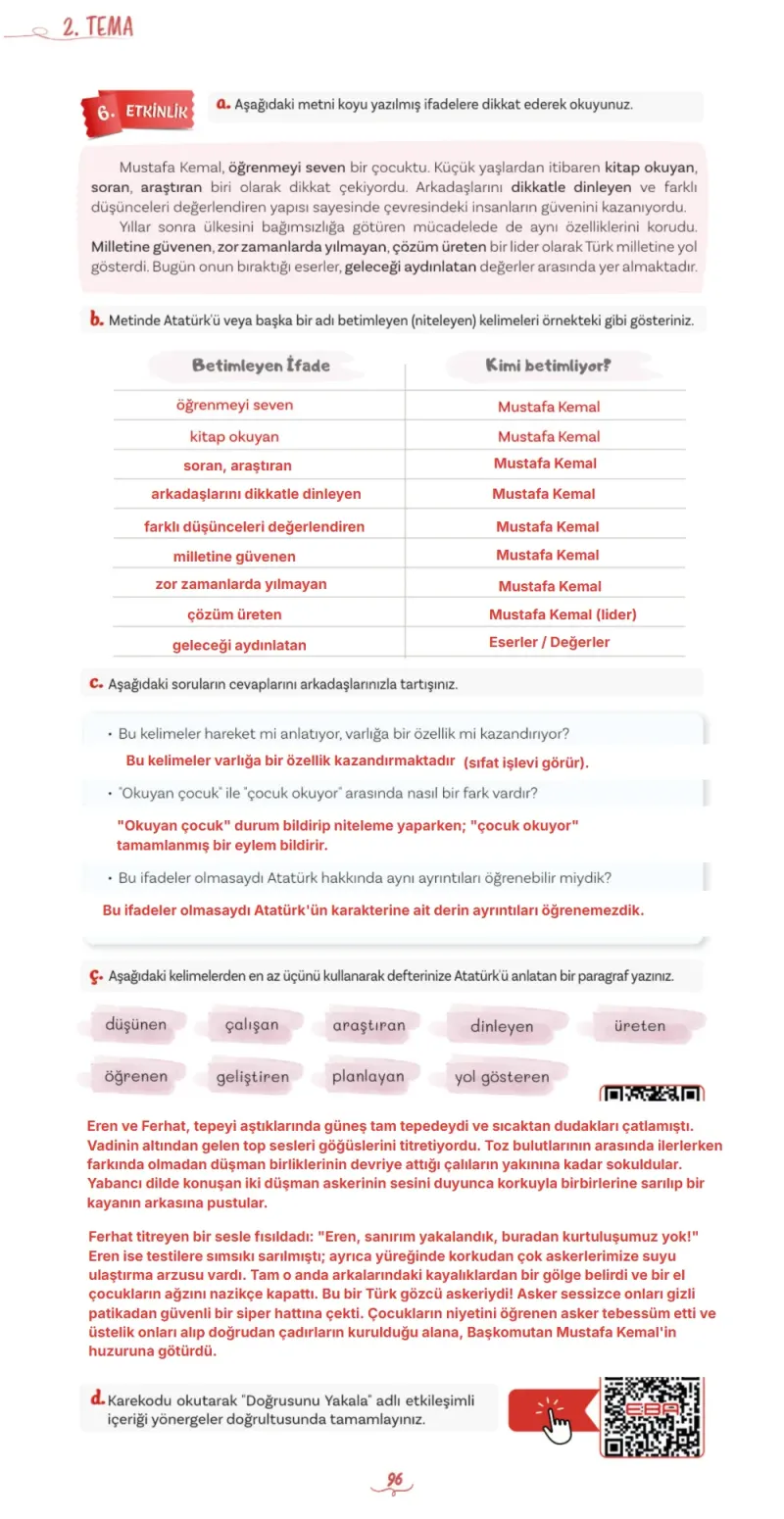 5. Sınıf Türkçe Ders Kitabı Cevapları Meb Yayınları 1. Kitap Sayfa 96 Çözüm Görseli