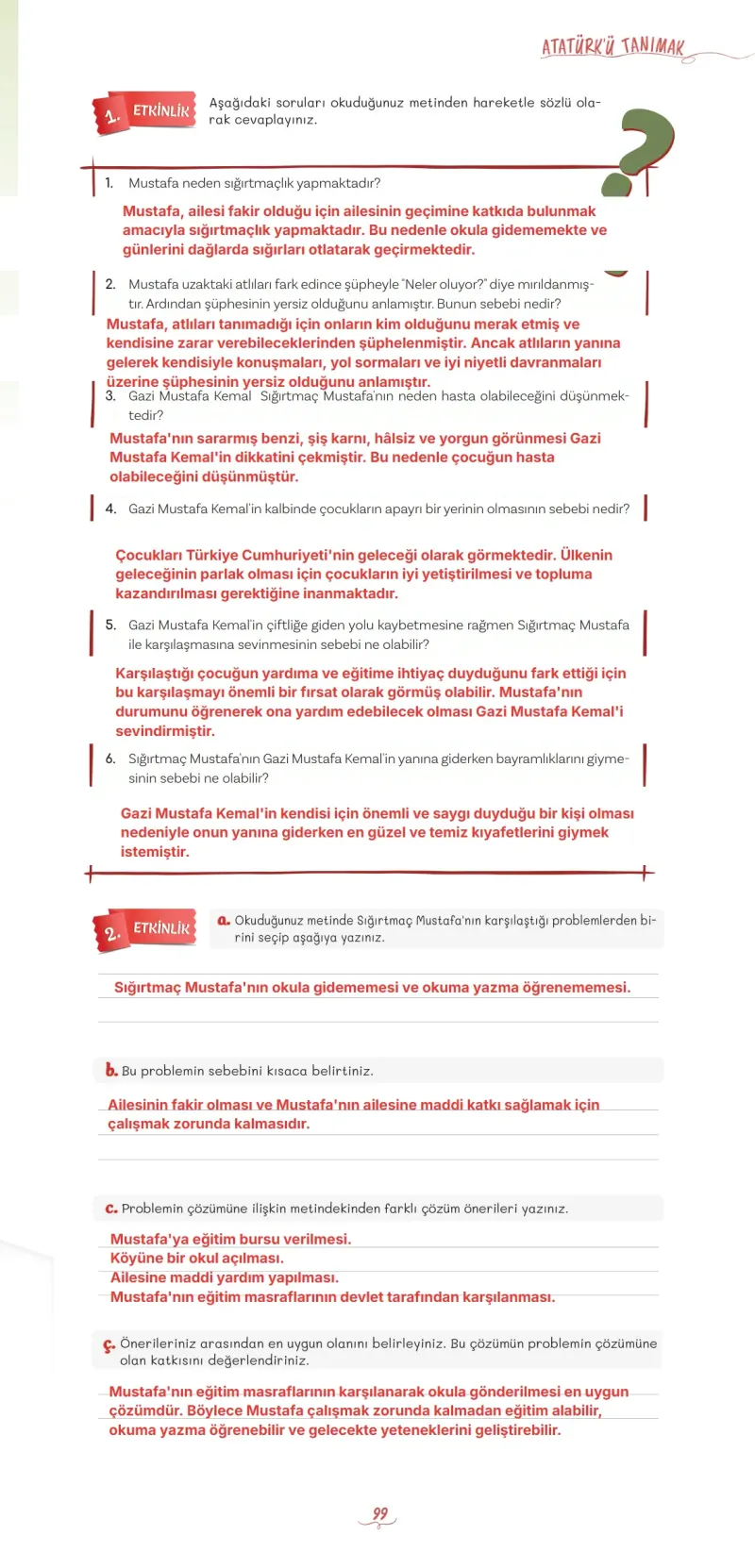 5. Sınıf Türkçe Ders Kitabı Cevapları Meb Yayınları 1 Sayfa 99 Çözüm Görseli