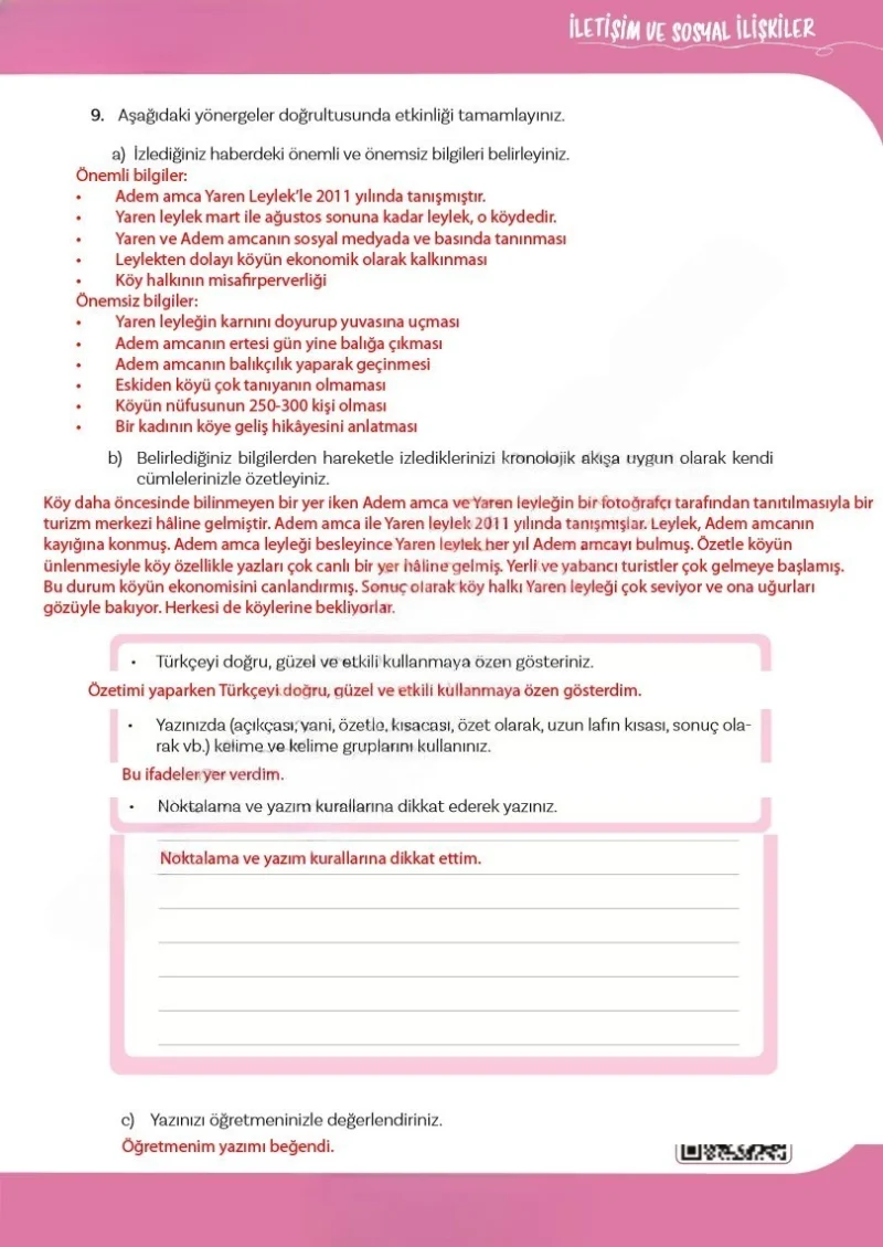 5. Sınıf Türkçe Ders Kitabı Cevapları Meb Yayınları 2. Kitap Sayfa 109 Çözüm Görseli