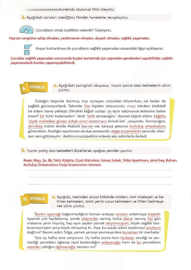 5. Sınıf Türkçe Ders Kitabı Cevapları Meb Yayınları 2. Kitap Sayfa 134 Çözüm Görseli