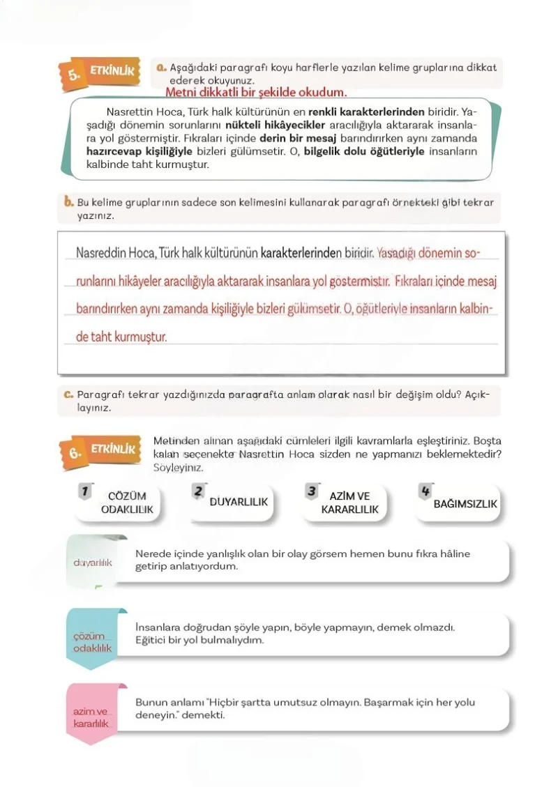 5. Sınıf Türkçe Ders Kitabı Cevapları Meb Yayınları 2. Kitap Sayfa 16 Çözüm Görseli