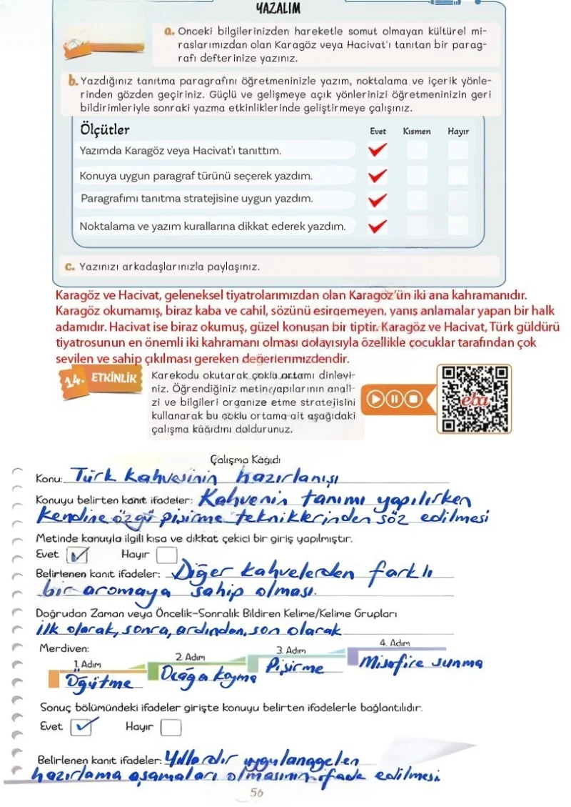 5. Sınıf Türkçe Ders Kitabı Cevapları Meb Yayınları 2. Kitap Sayfa 56 Çözüm Görseli