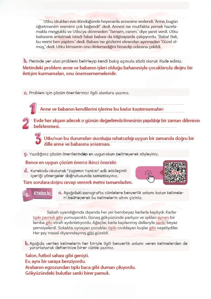 5. Sınıf Türkçe Ders Kitabı Cevapları Meb Yayınları 2. Kitap Sayfa 71 Çözüm Görseli
