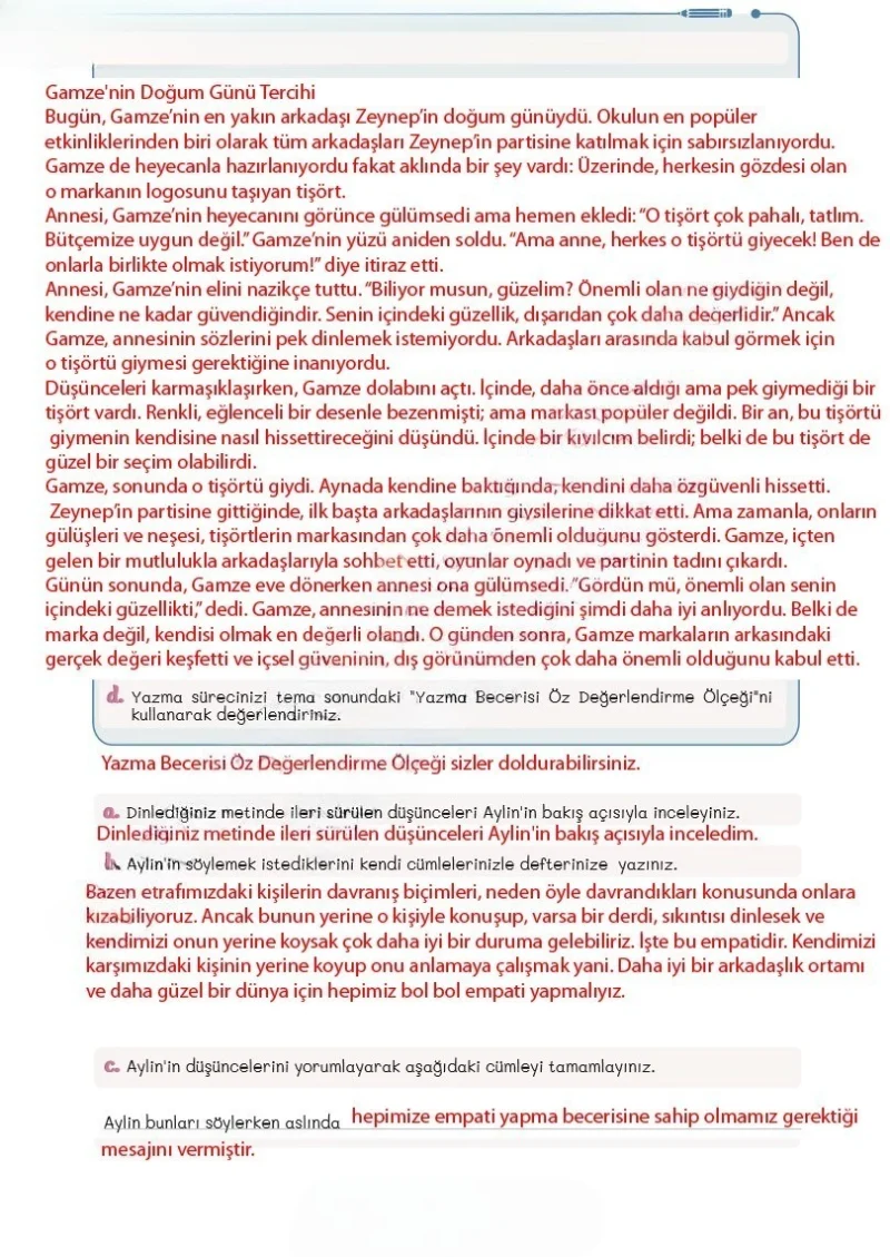 5. Sınıf Türkçe Ders Kitabı Cevapları Meb Yayınları 2. Kitap Sayfa 74 Çözüm Görseli