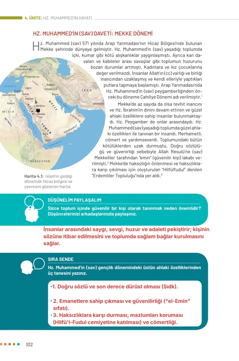 6. Sınıf Din Kültürü ve Ahlak Bilgisi Ders Kitabı Cevapları Meb Yayınları Sayfa 102 Çözüm Görseli