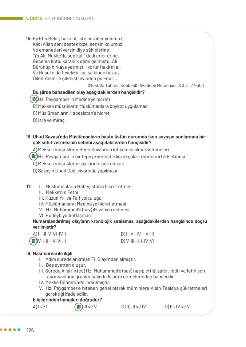 6. Sınıf Din Kültürü ve Ahlak Bilgisi Ders Kitabı Cevapları Meb Yayınları Sayfa 126 Çözüm Görseli
