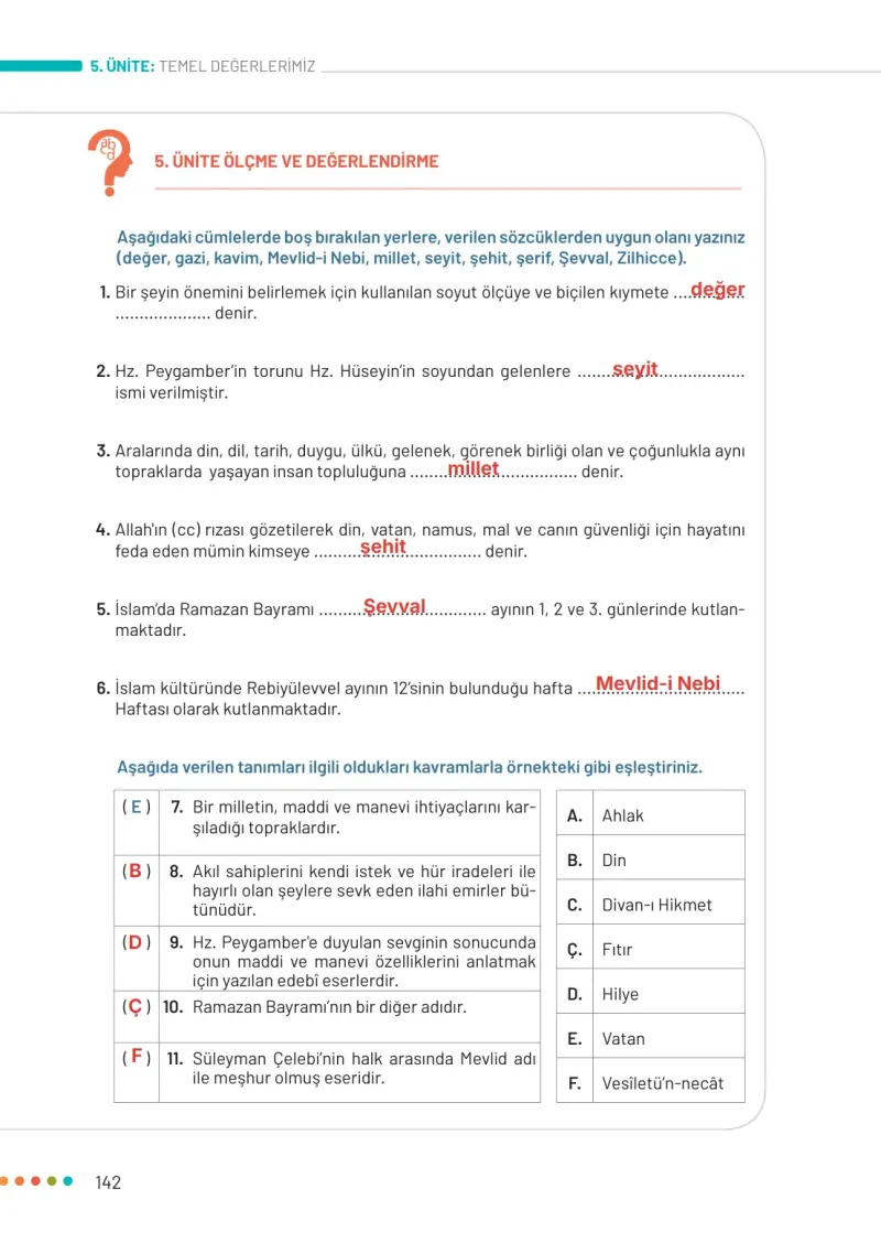 6. Sınıf Din Kültürü ve Ahlak Bilgisi Ders Kitabı Cevapları Meb Yayınları Sayfa 142 Çözüm Görseli