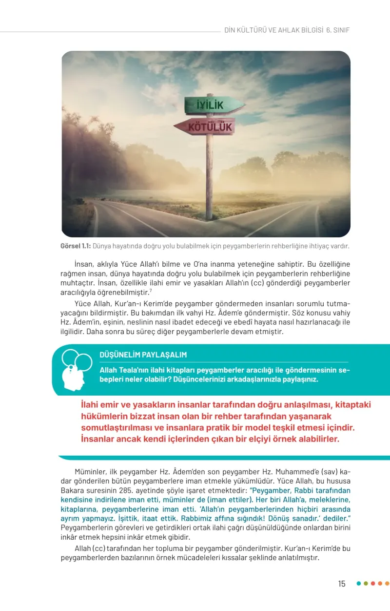 6. Sınıf Din Kültürü ve Ahlak Bilgisi Ders Kitabı Cevapları Meb Yayınları Sayfa 15 Çözüm Görseli