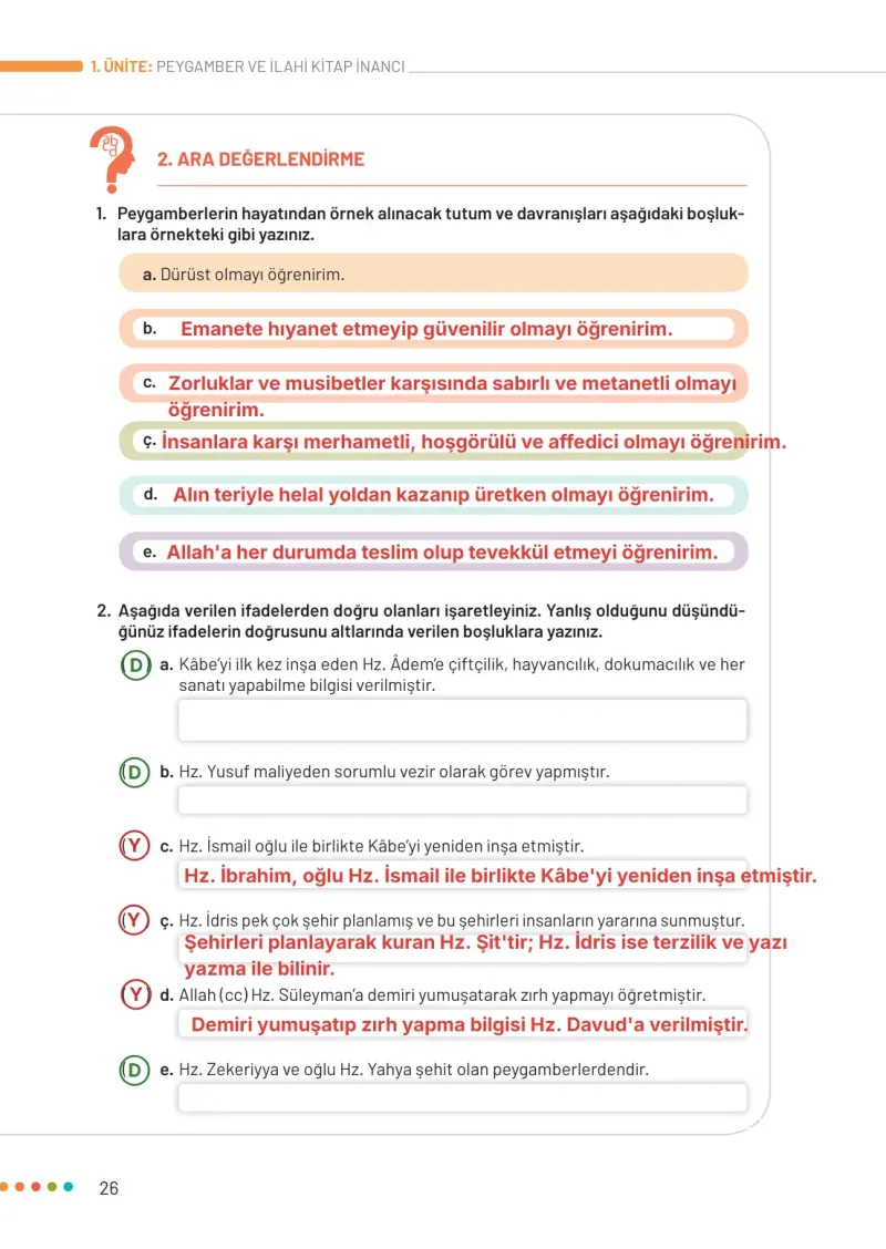 6. Sınıf Din Kültürü ve Ahlak Bilgisi Ders Kitabı Cevapları Meb Yayınları Sayfa 26 Çözüm Görseli