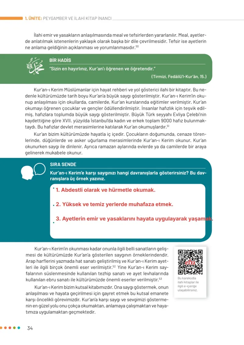 6. Sınıf Din Kültürü ve Ahlak Bilgisi Ders Kitabı Cevapları Meb Yayınları Sayfa 34 Çözüm Görseli