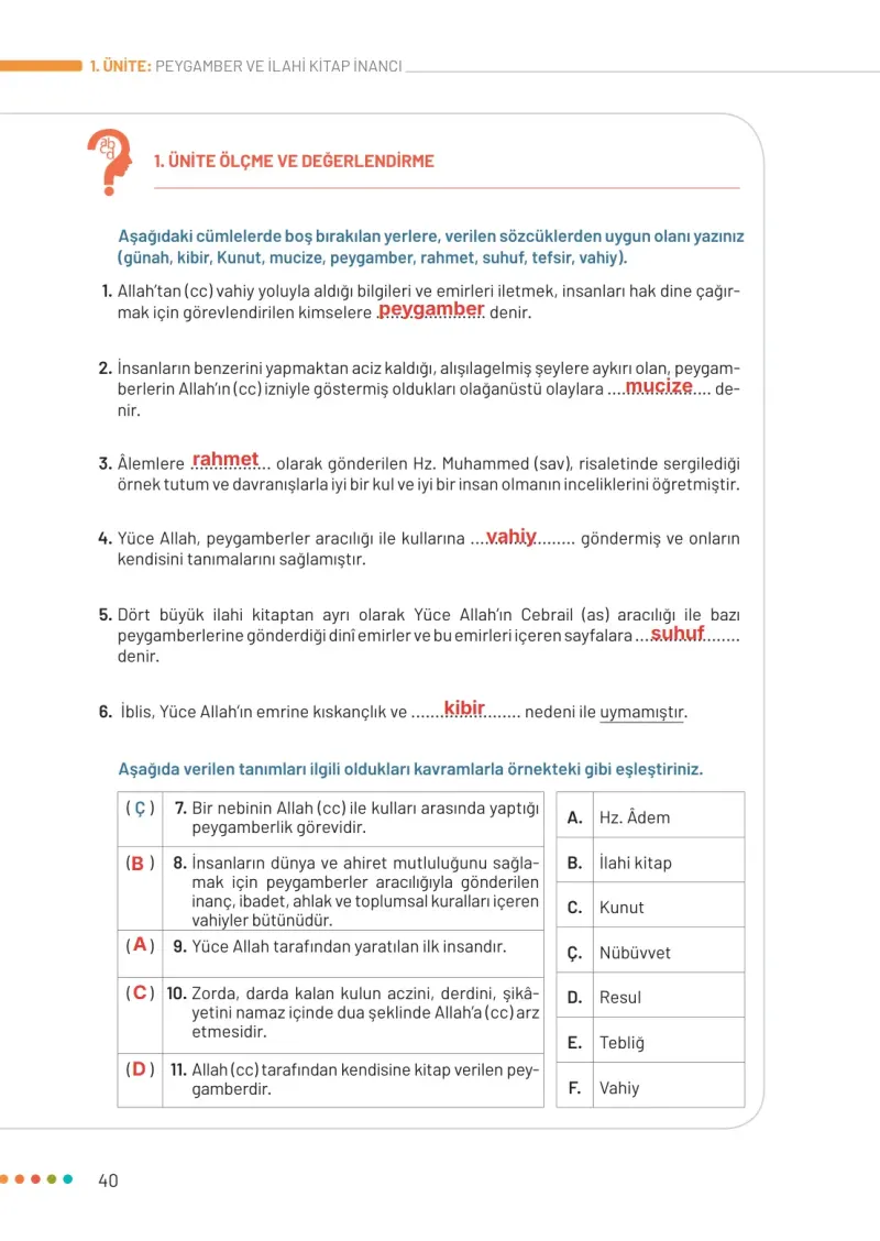 6. Sınıf Din Kültürü ve Ahlak Bilgisi Ders Kitabı Cevapları Meb Yayınları Sayfa 40 Çözüm Görseli