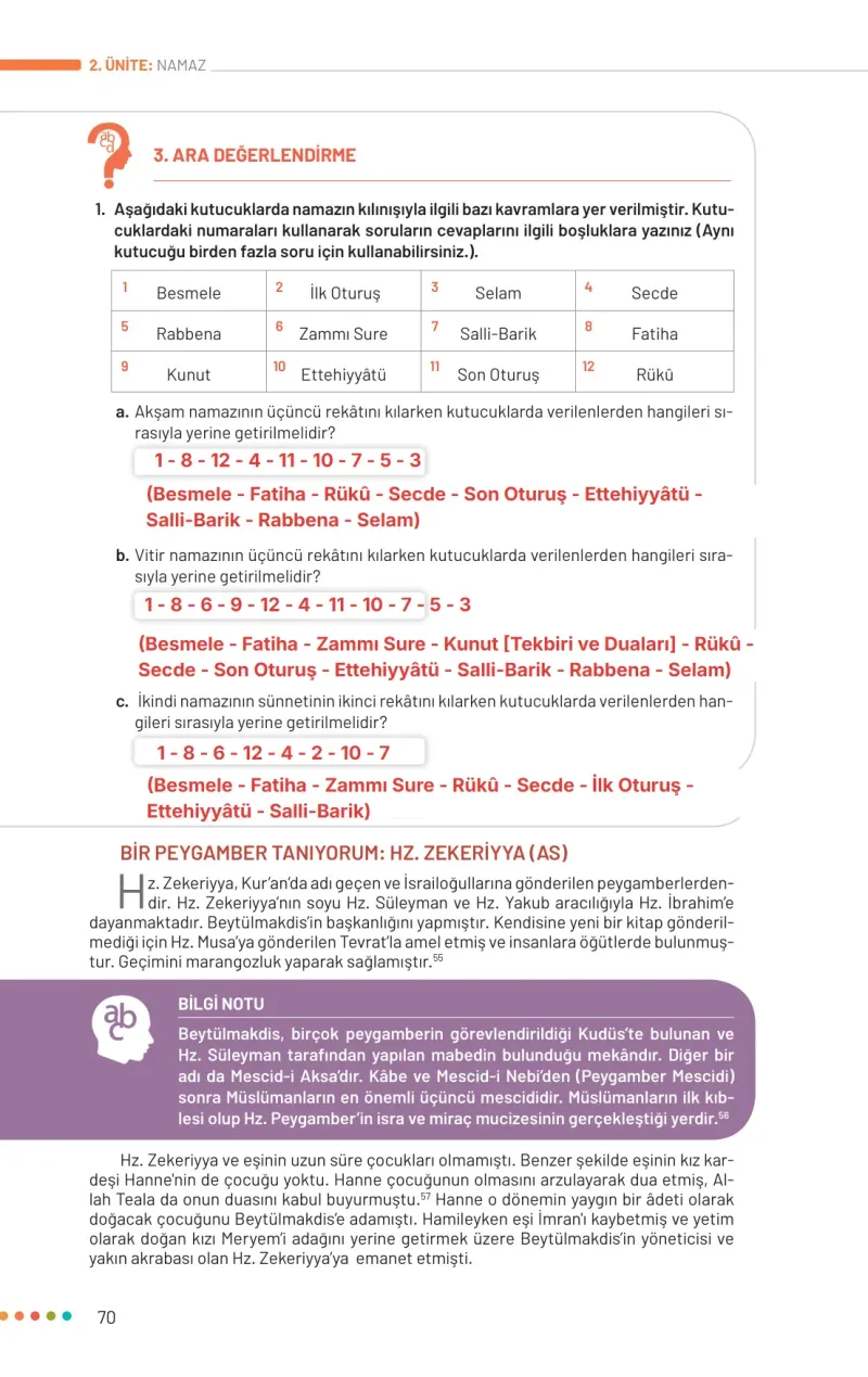 6. Sınıf Din Kültürü ve Ahlak Bilgisi Ders Kitabı Cevapları Meb Yayınları Sayfa 70 Çözüm Görseli