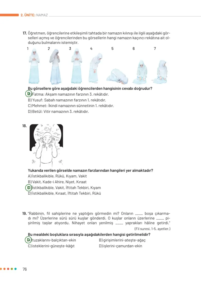 6. Sınıf Din Kültürü ve Ahlak Bilgisi Ders Kitabı Cevapları Meb Yayınları Sayfa 76 Çözüm Görseli