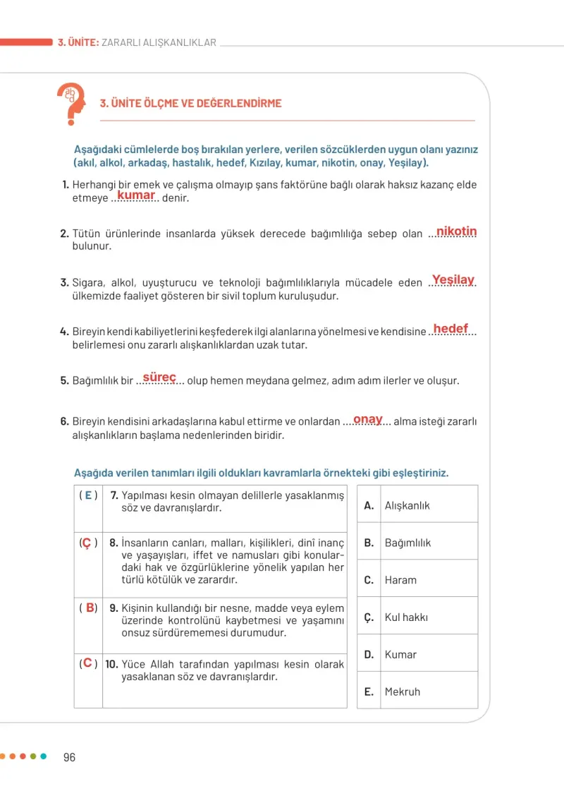 6. Sınıf Din Kültürü ve Ahlak Bilgisi Ders Kitabı Cevapları Meb Yayınları Sayfa 96 Çözüm Görseli