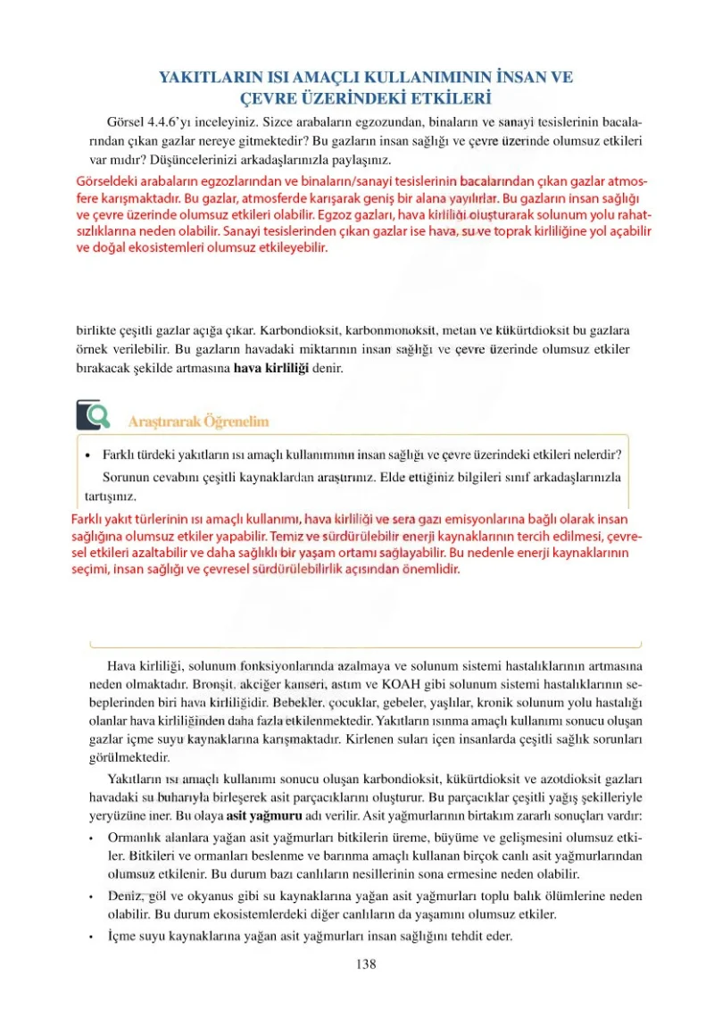 6. Sınıf Fen Bilimleri Ders Kitabı Cevapları Adım Adım Yayınları Sayfa 138 Çözüm Görseli