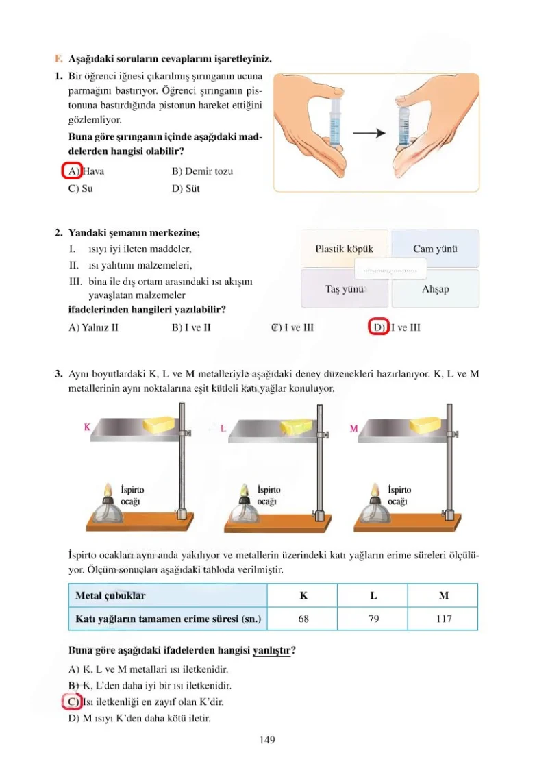 6. Sınıf Fen Bilimleri Ders Kitabı Cevapları Adım Adım Yayınları Sayfa 149 Çözüm Görseli